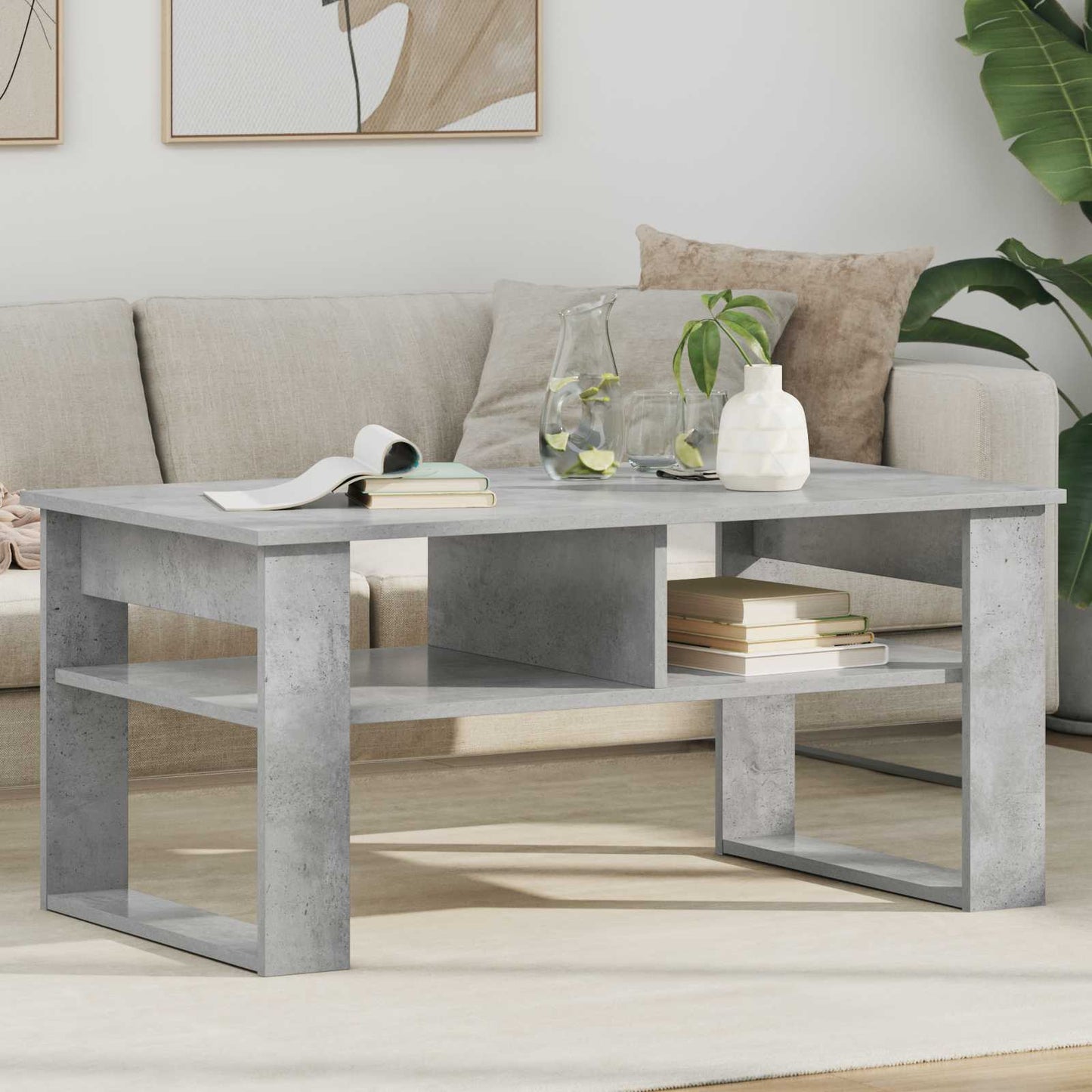 Coffee Table Concrete Grey 96 x 54 x 44 cm Engineered Wood