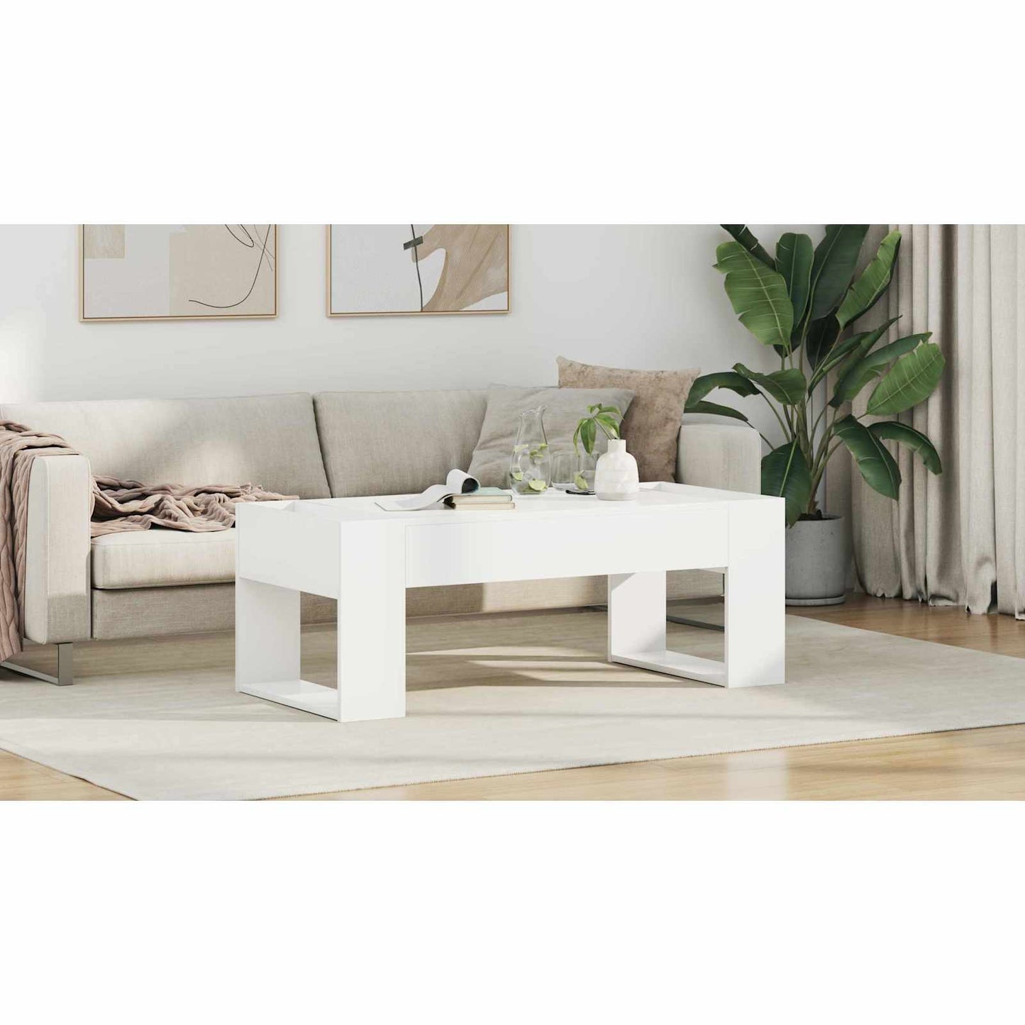 Coffee Table White 110 x 50 x 41 cm Engineered Wood