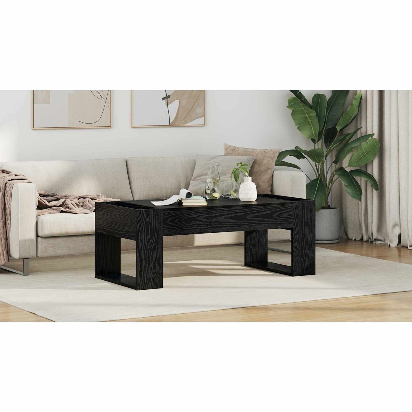 Coffee Table Black Oak 110 x 50 x 41 cm Engineered Wood