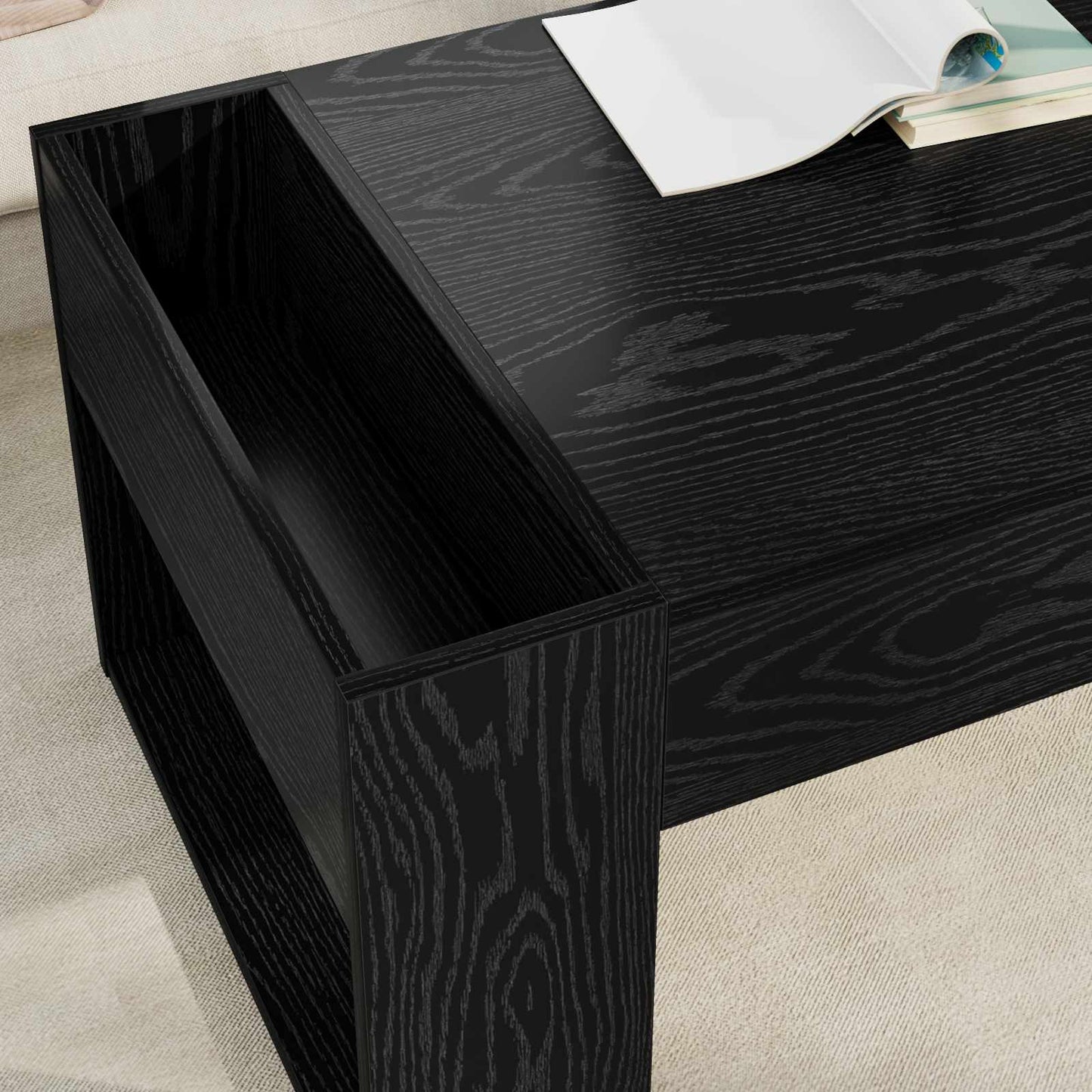 Coffee Table Black Oak 110 x 50 x 41 cm Engineered Wood