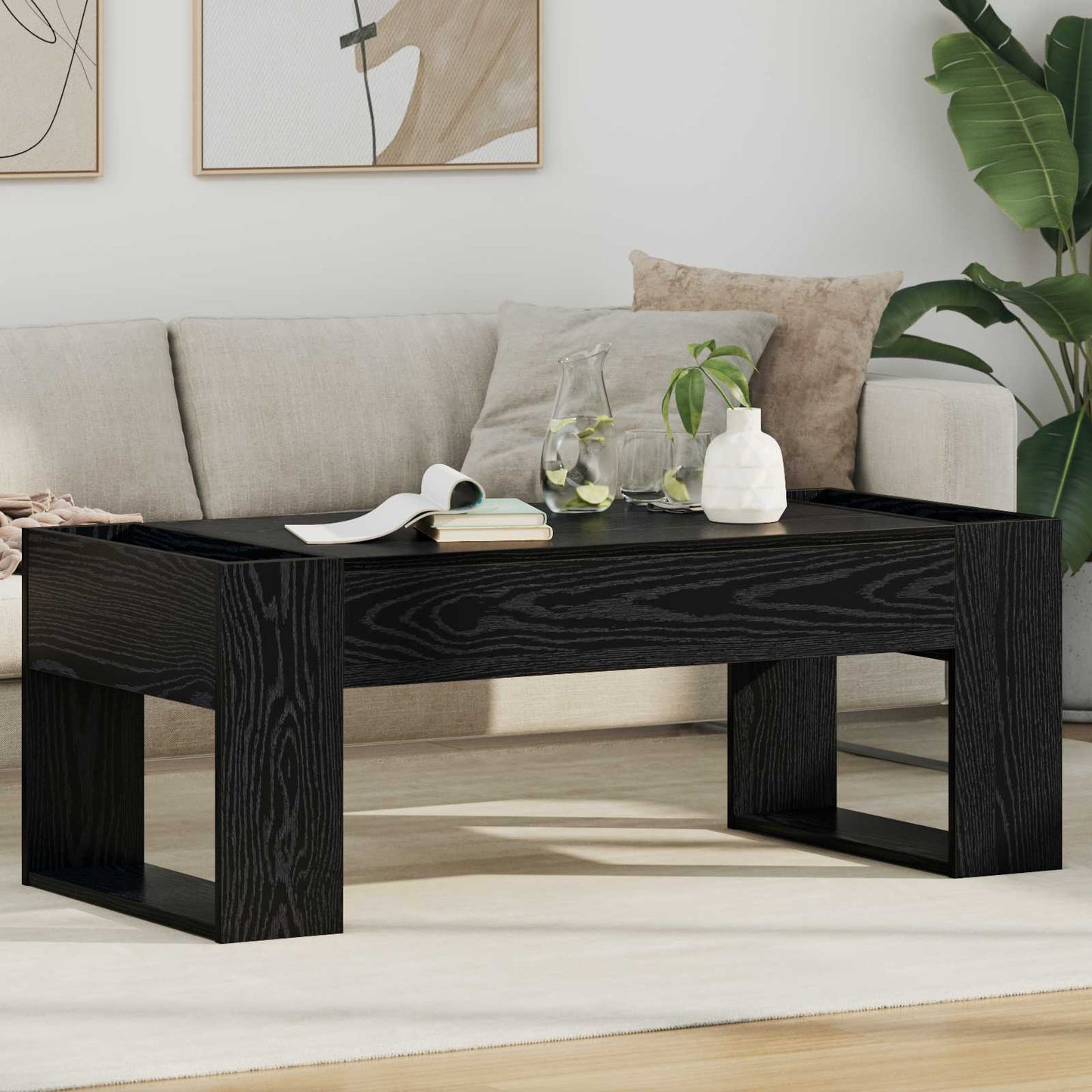 Coffee Table Black Oak 110 x 50 x 41 cm Engineered Wood