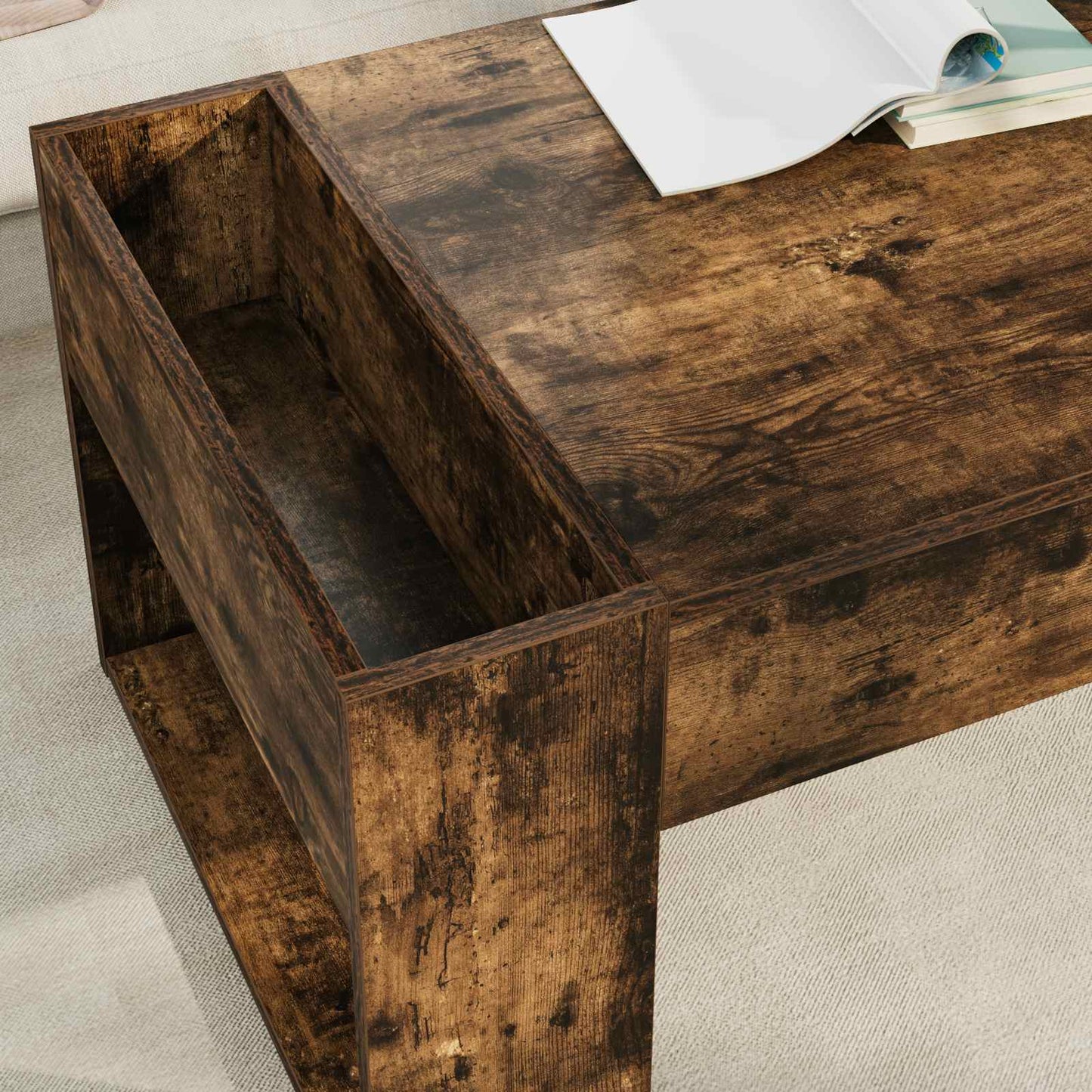 Coffee Table Smoked Oak 110 x 50 x 41 cm Engineered Wood