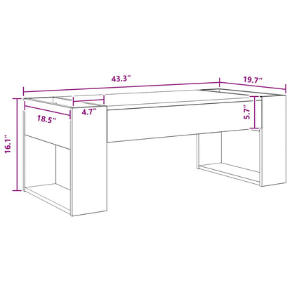 Coffee Table Grey Sonoma 110 x 50 x 41 cm Engineered Wood