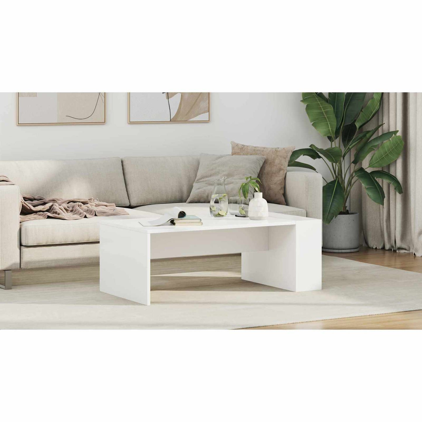 Coffee Table White 95 x 50 x 34 cm Engineered Wood