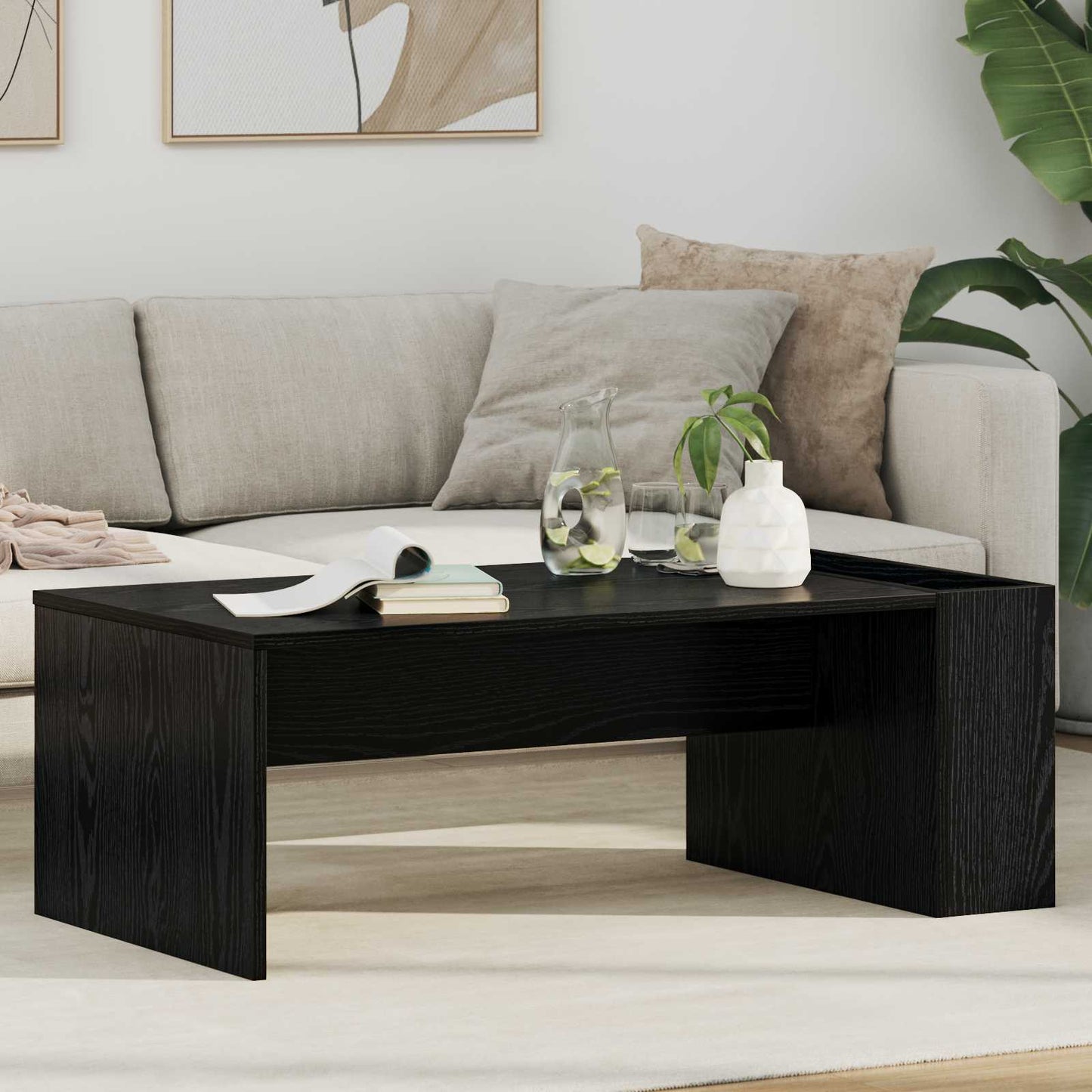 Coffee Table Black Oak 95 x 50 x 34 cm Engineered Wood