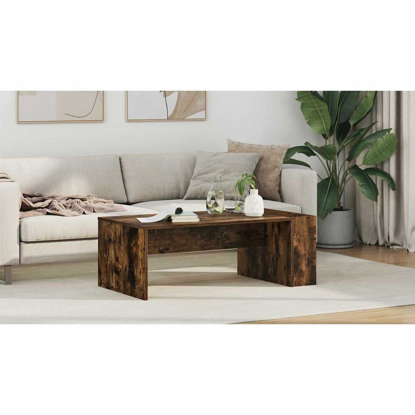 Coffee Table Smoked Oak 95 x 50 x 34 cm Engineered Wood