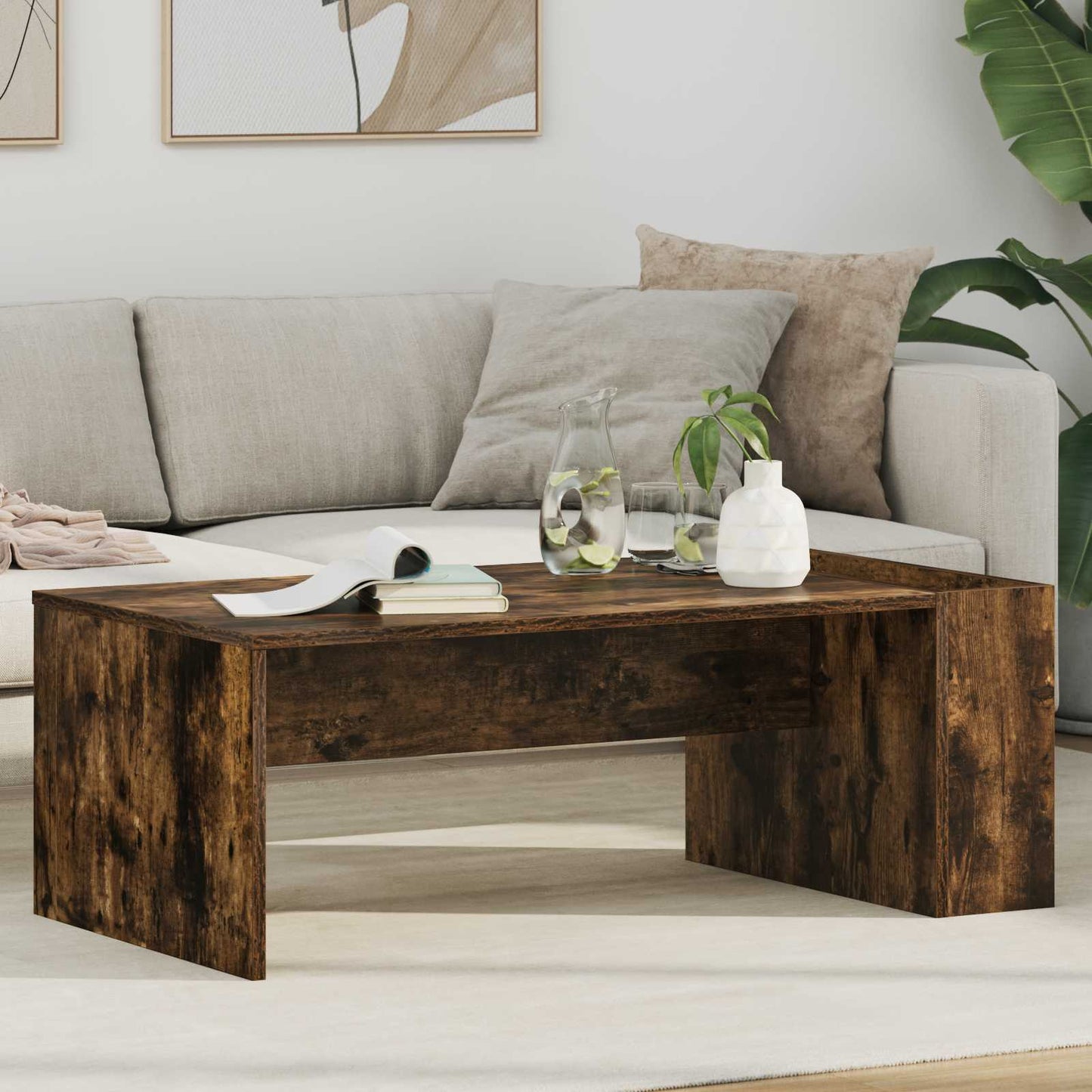 Coffee Table Smoked Oak 95 x 50 x 34 cm Engineered Wood