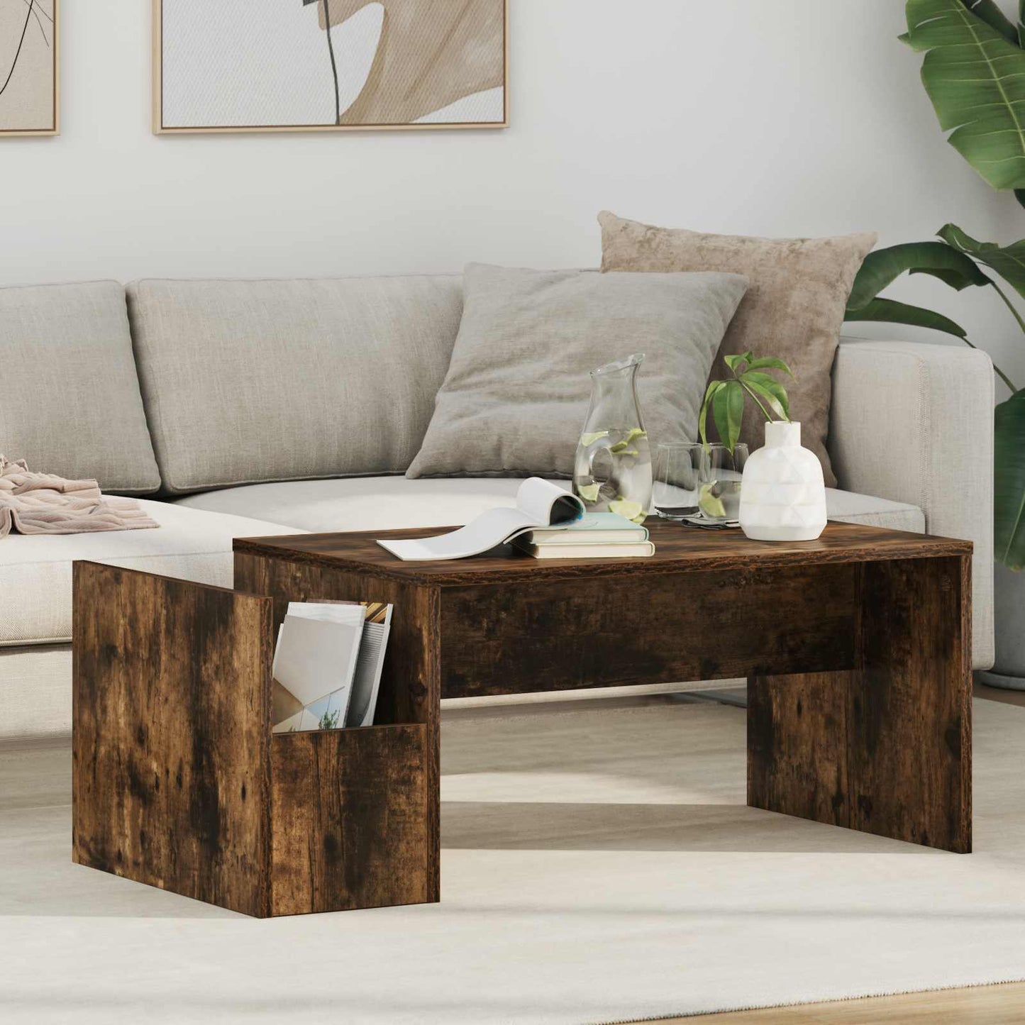 Coffee Table Smoked Oak 90 x 45 x 35 cm Engineered Wood