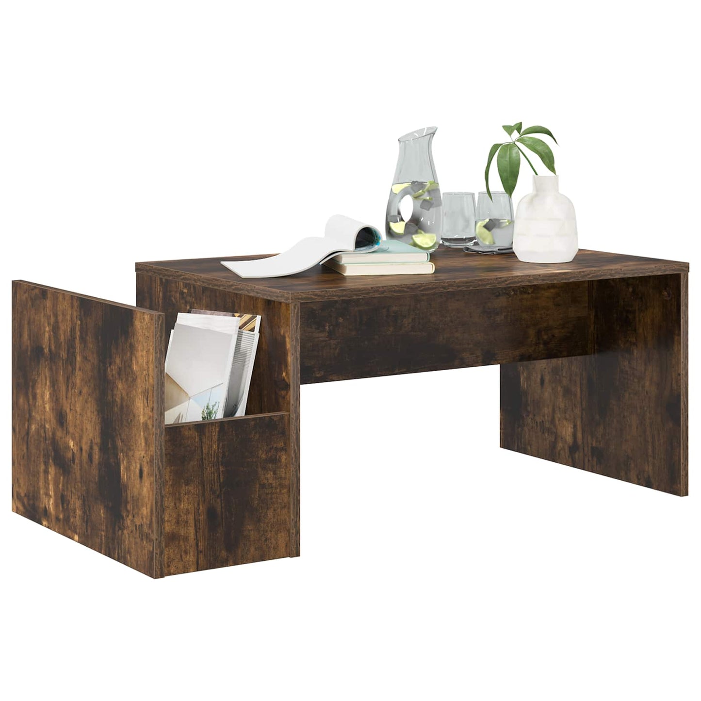 Coffee Table Smoked Oak 90 x 45 x 35 cm Engineered Wood