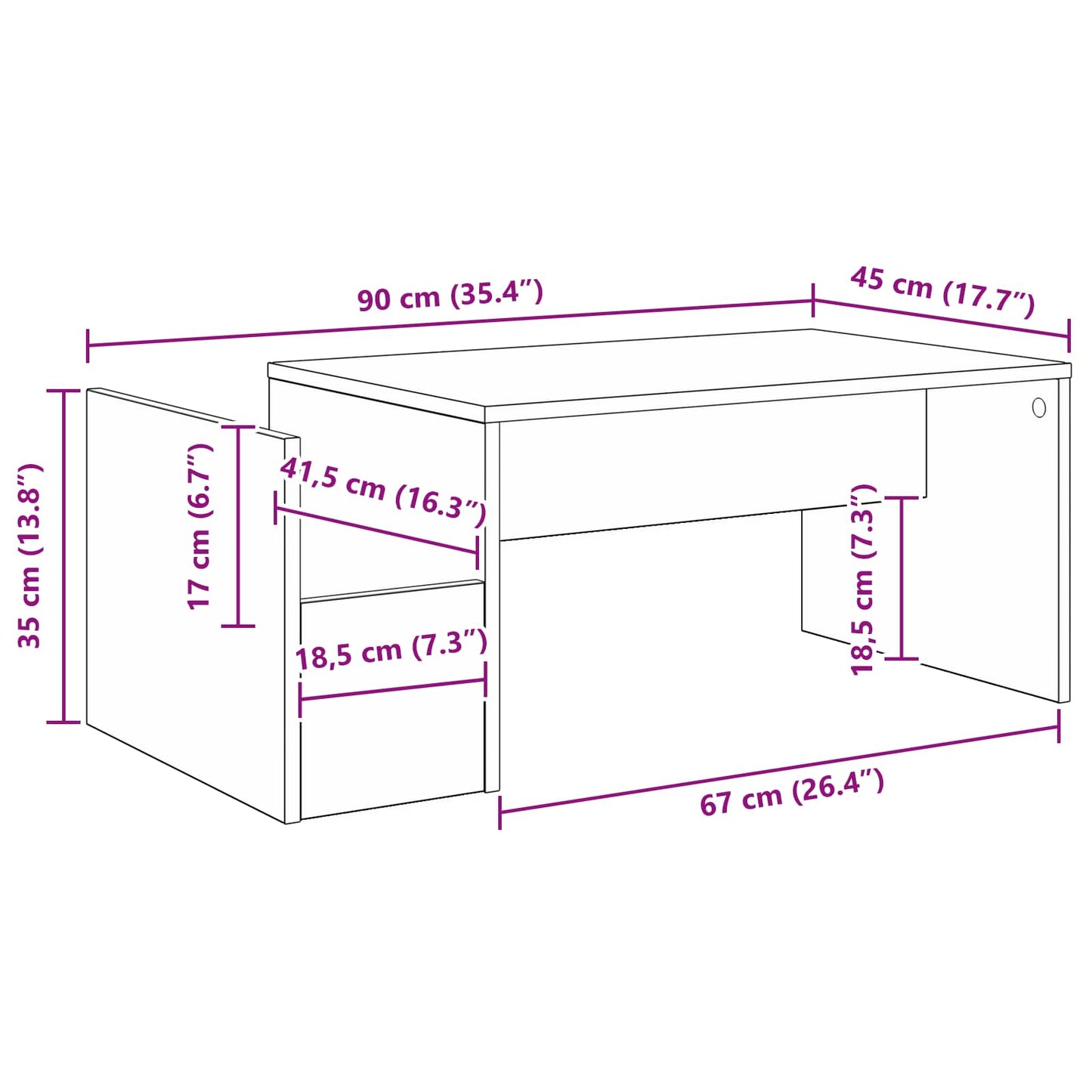 Coffee Table Grey Sonoma 90 x 45 x 35 cm Engineered Wood