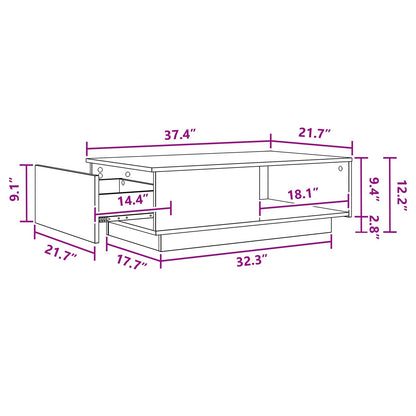 Coffee Table with Drawer White 95 x 55 x 31 cm Engineered Wood