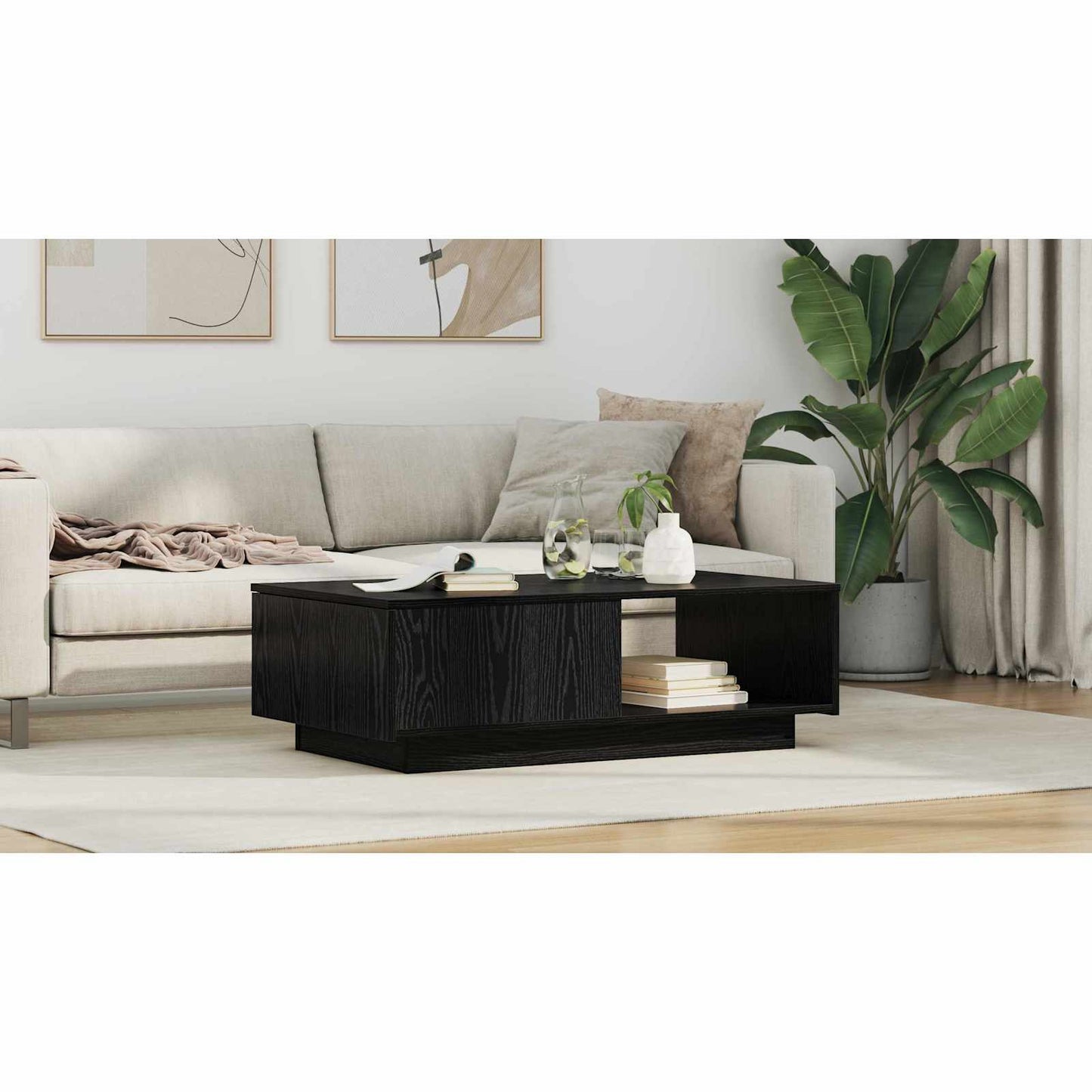 Coffee Table Black Oak 95 x 55 x 31 cm Engineered Wood