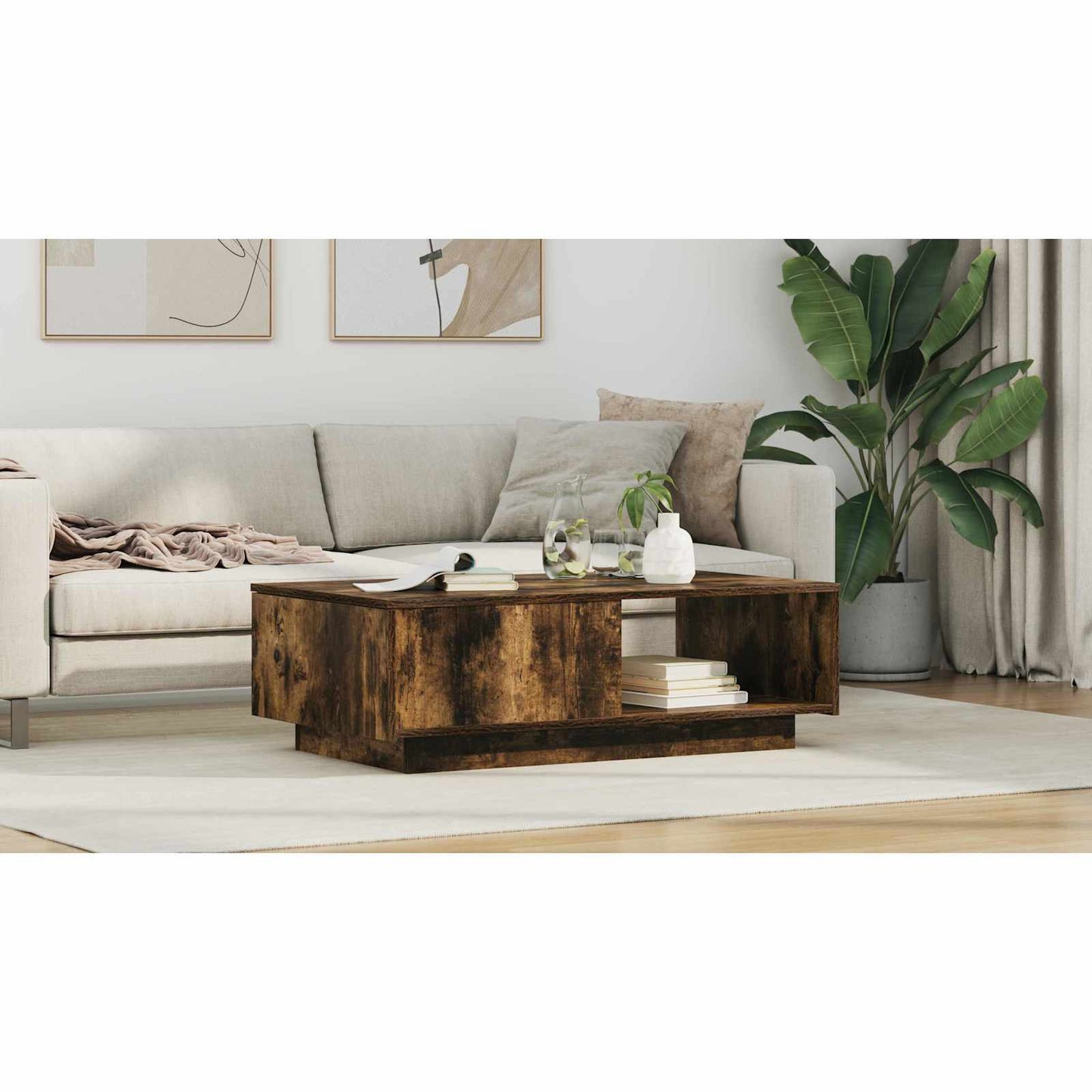 Coffee Table Smoked Oak 95 x 55 x 31 cm Engineered Wood