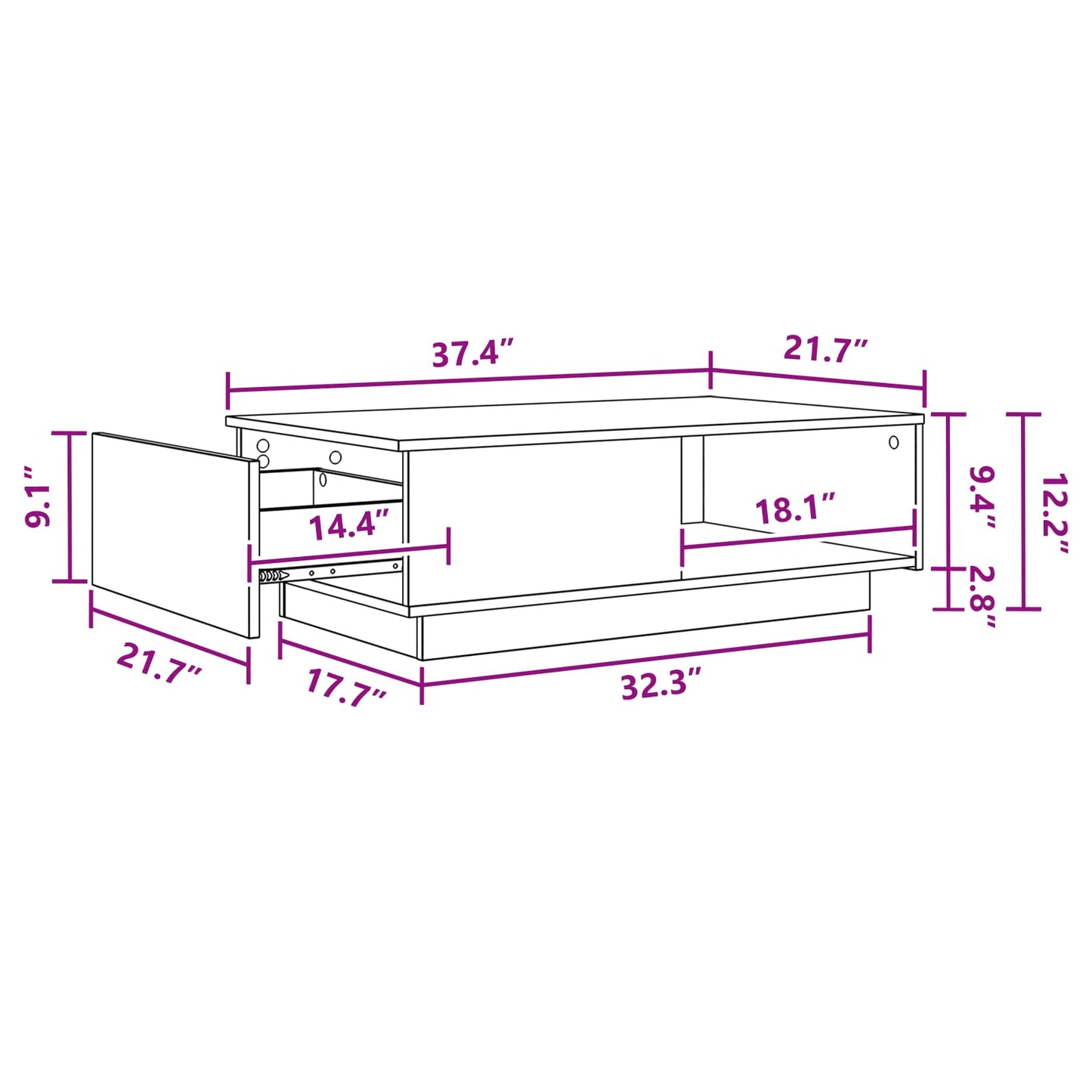 Coffee Table Smoked Oak 95 x 55 x 31 cm Engineered Wood