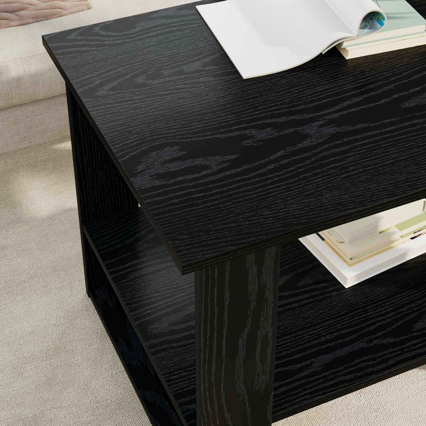 Coffee Table Black Oak 72 x 50 x 50 cm Engineered Wood