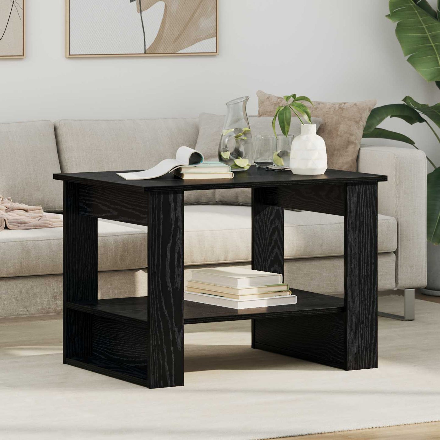 Coffee Table Black Oak 72 x 50 x 50 cm Engineered Wood