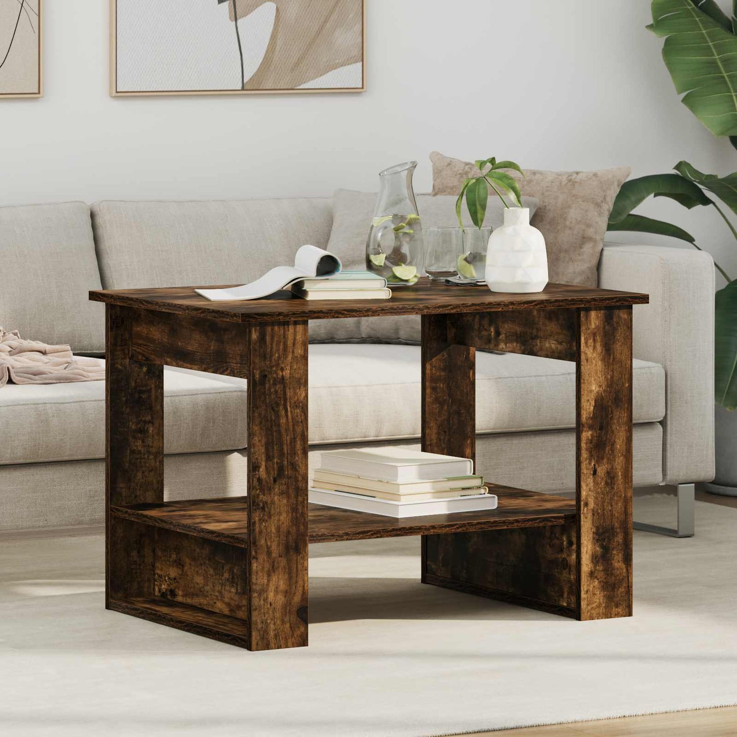 Coffee Table Smoked Oak 72 x 50 x 50 cm Engineered Wood
