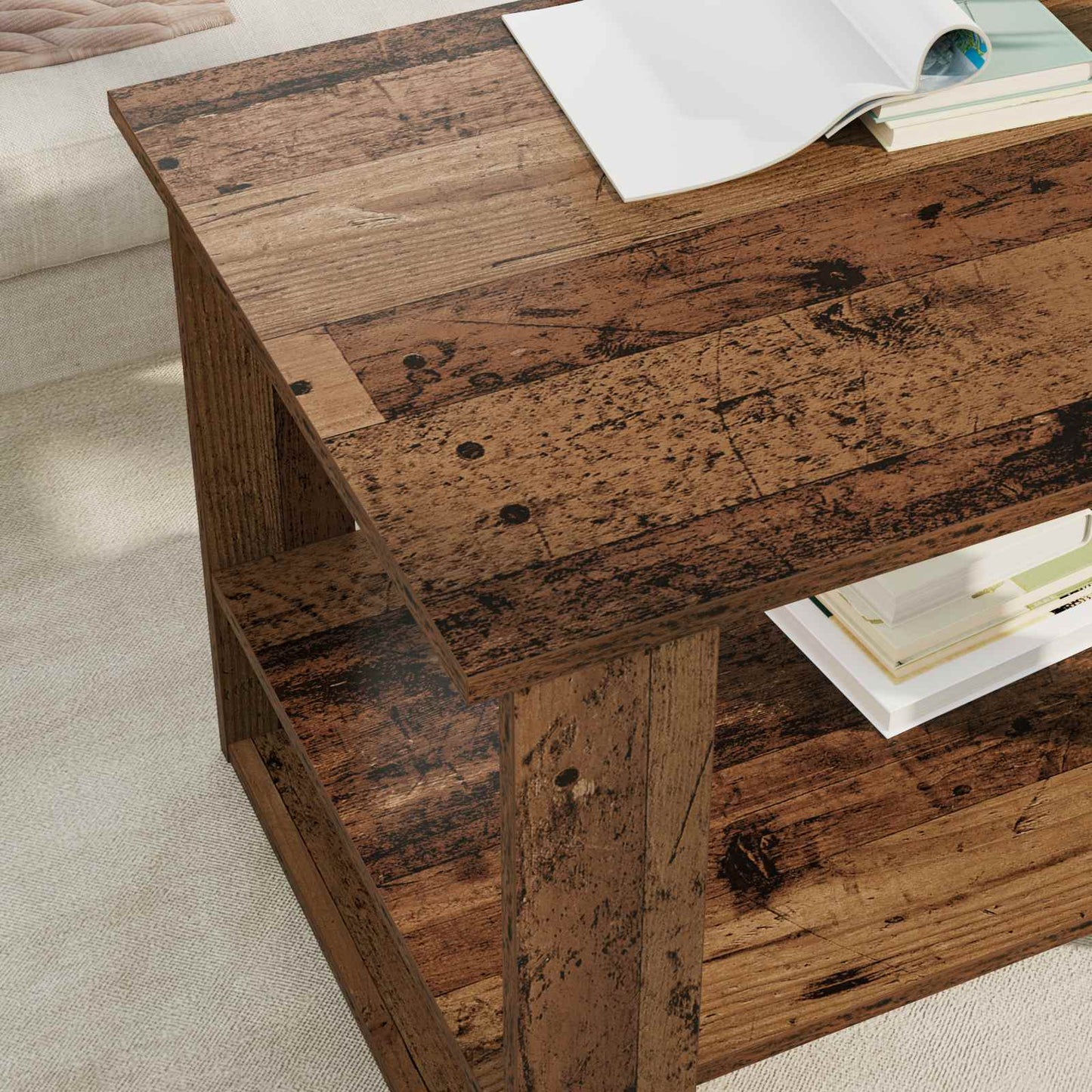 Coffee Table Old Wood 72 x 50 x 50 cm Engineered Wood
