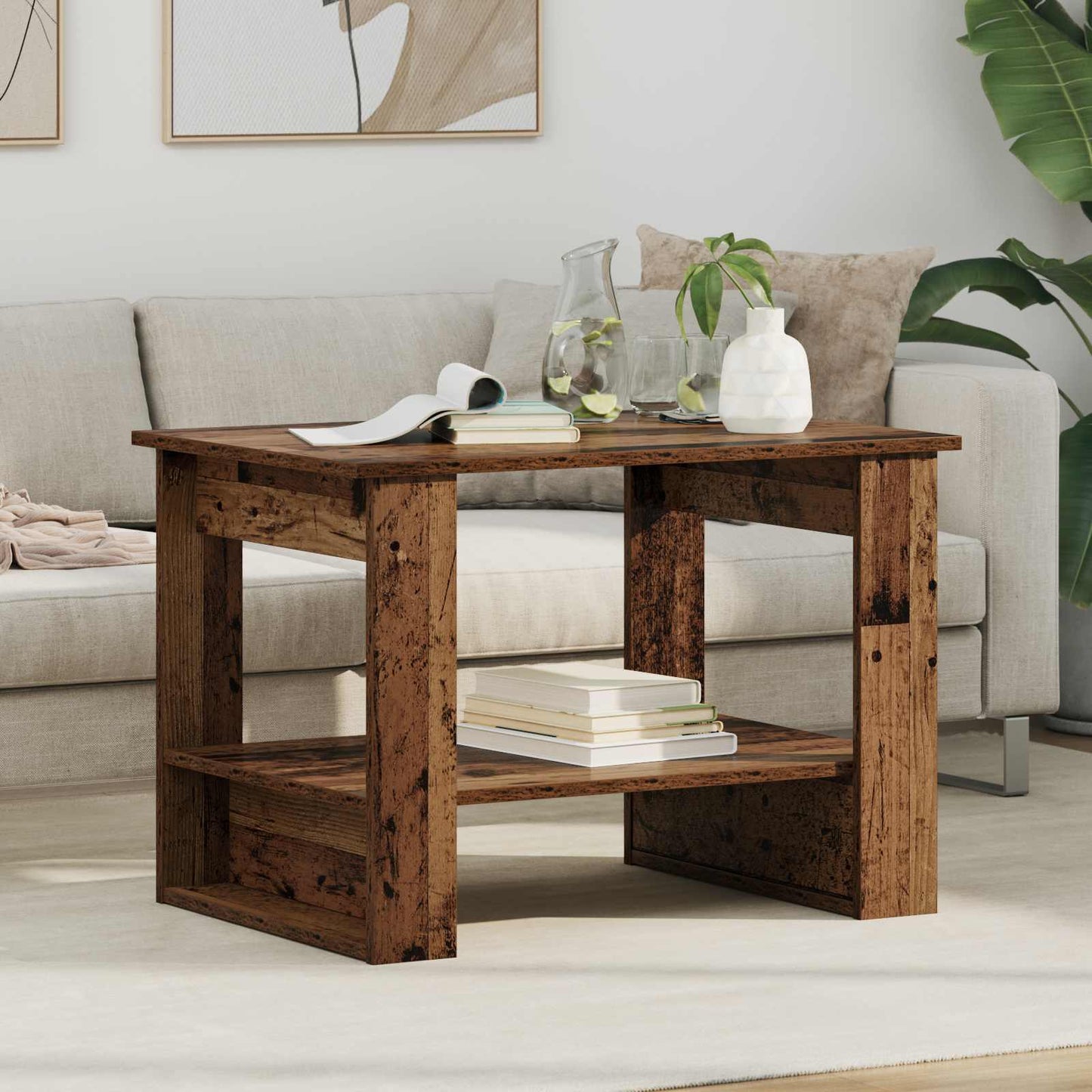 Coffee Table Old Wood 72 x 50 x 50 cm Engineered Wood