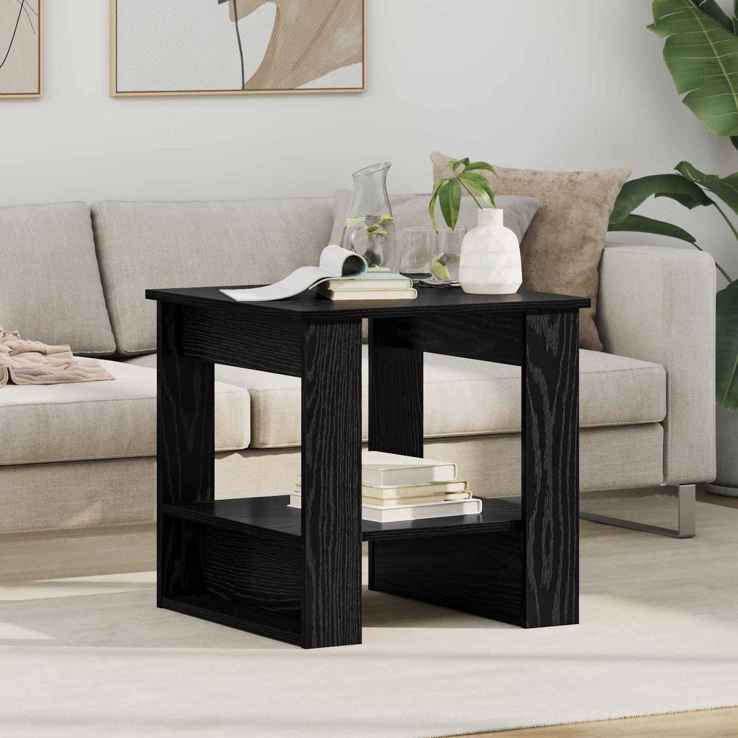 Coffee Table Black Oak 51 x 50 x 50 cm Engineered Wood