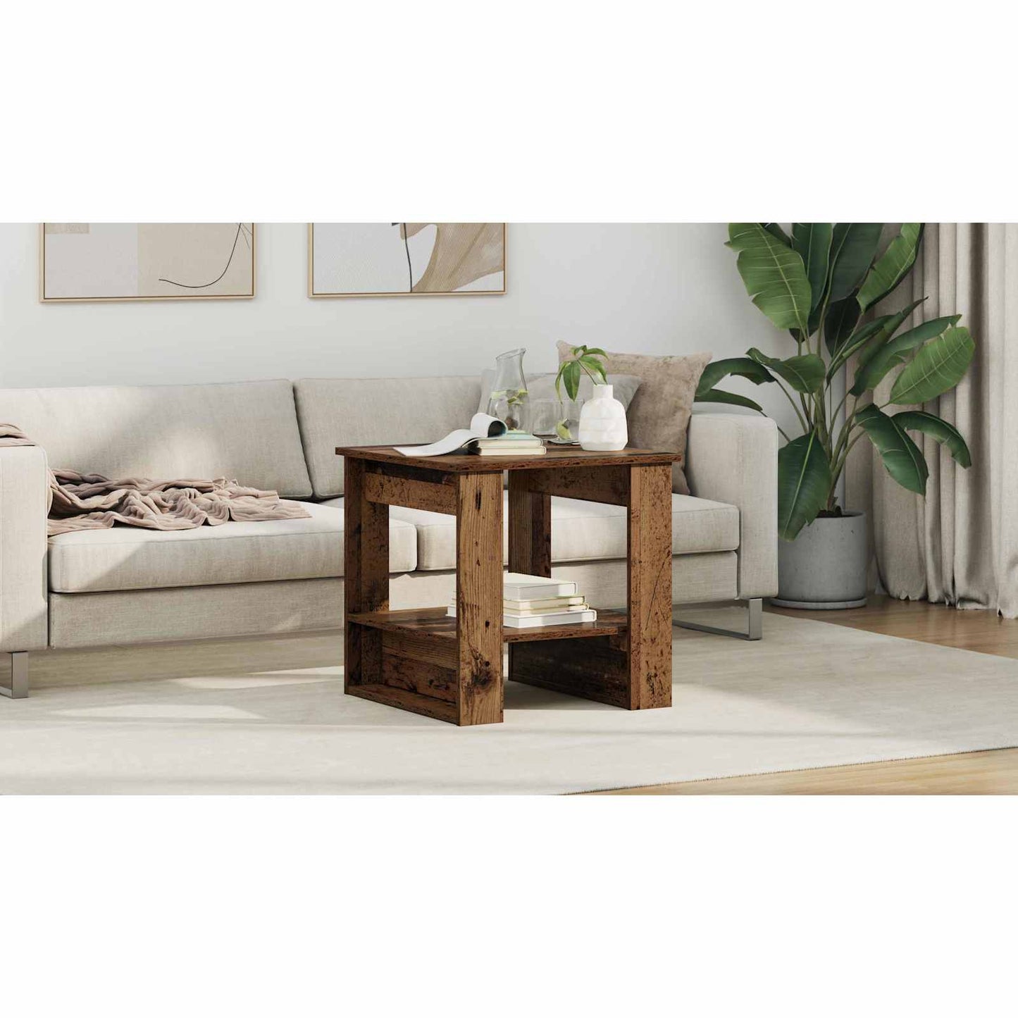 Coffee Table Old Wood 51 x 50 x 50 cm Engineered Wood