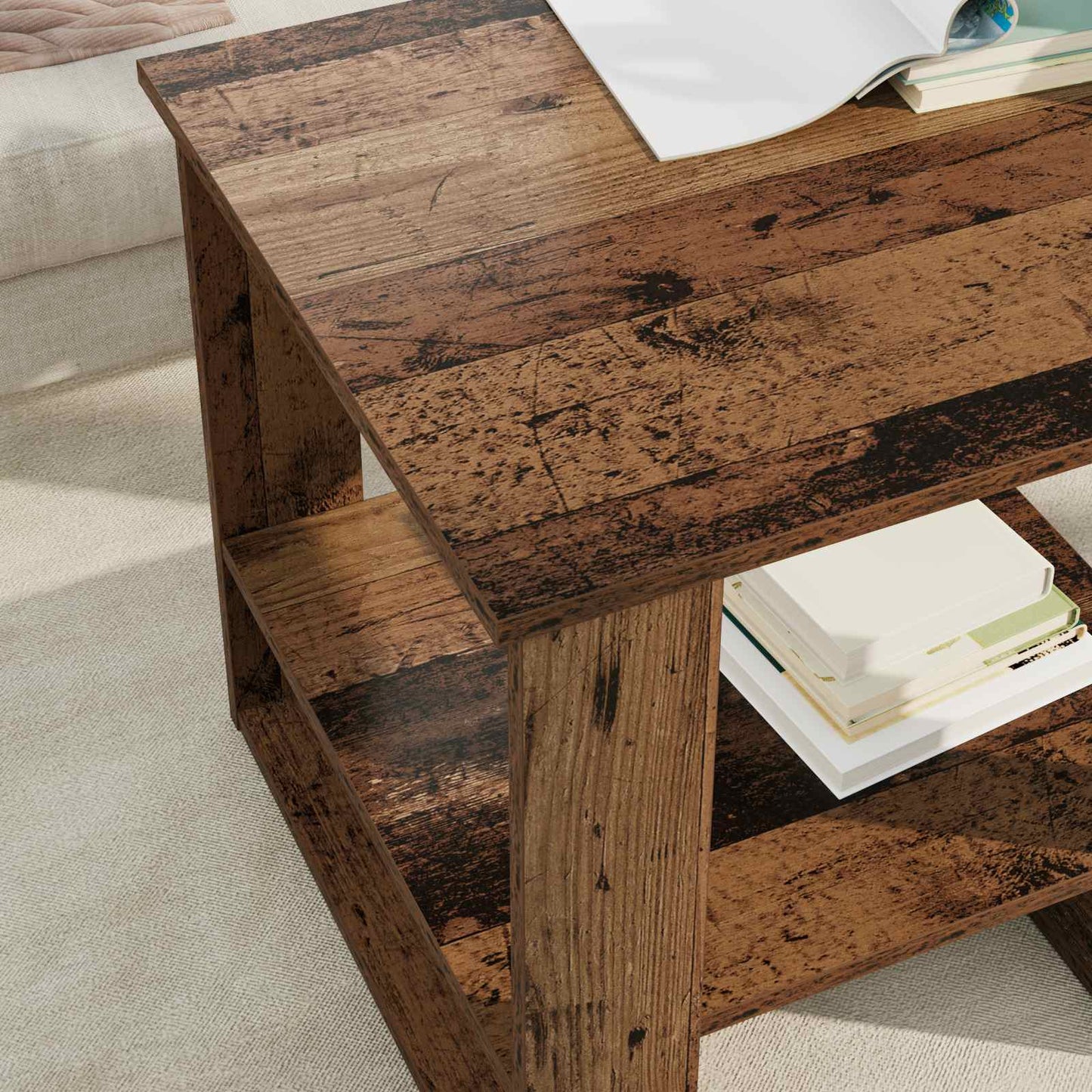 Coffee Table Old Wood 51 x 50 x 50 cm Engineered Wood