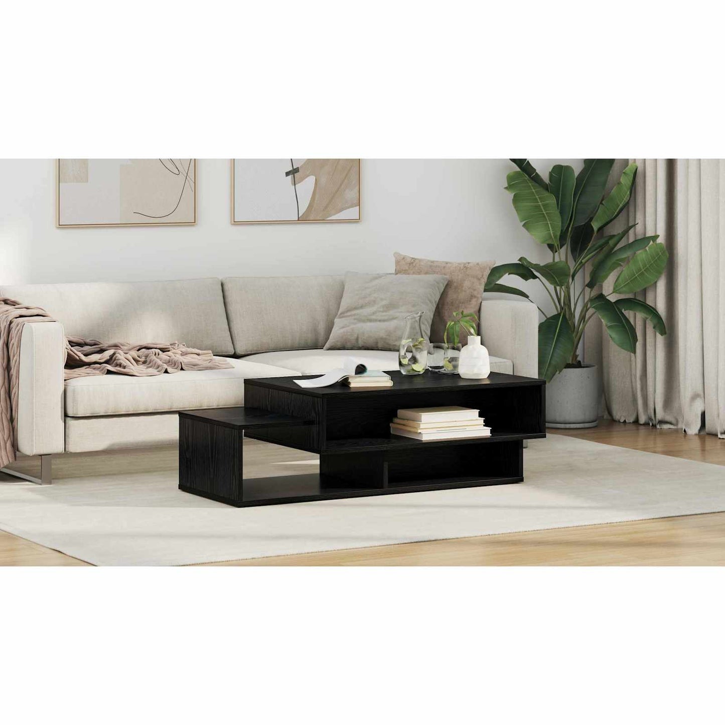 Coffee Table Black Oak 105 x 50 x 32.5 cm Engineered Wood