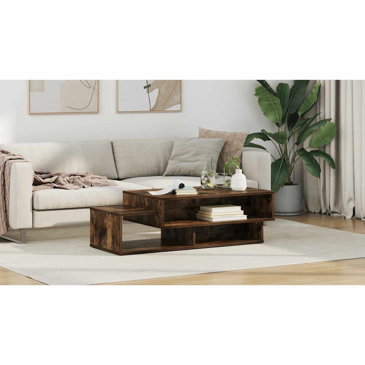 Coffee Table Smoked Oak 105 x 50 x 32.5 cm Engineered Wood