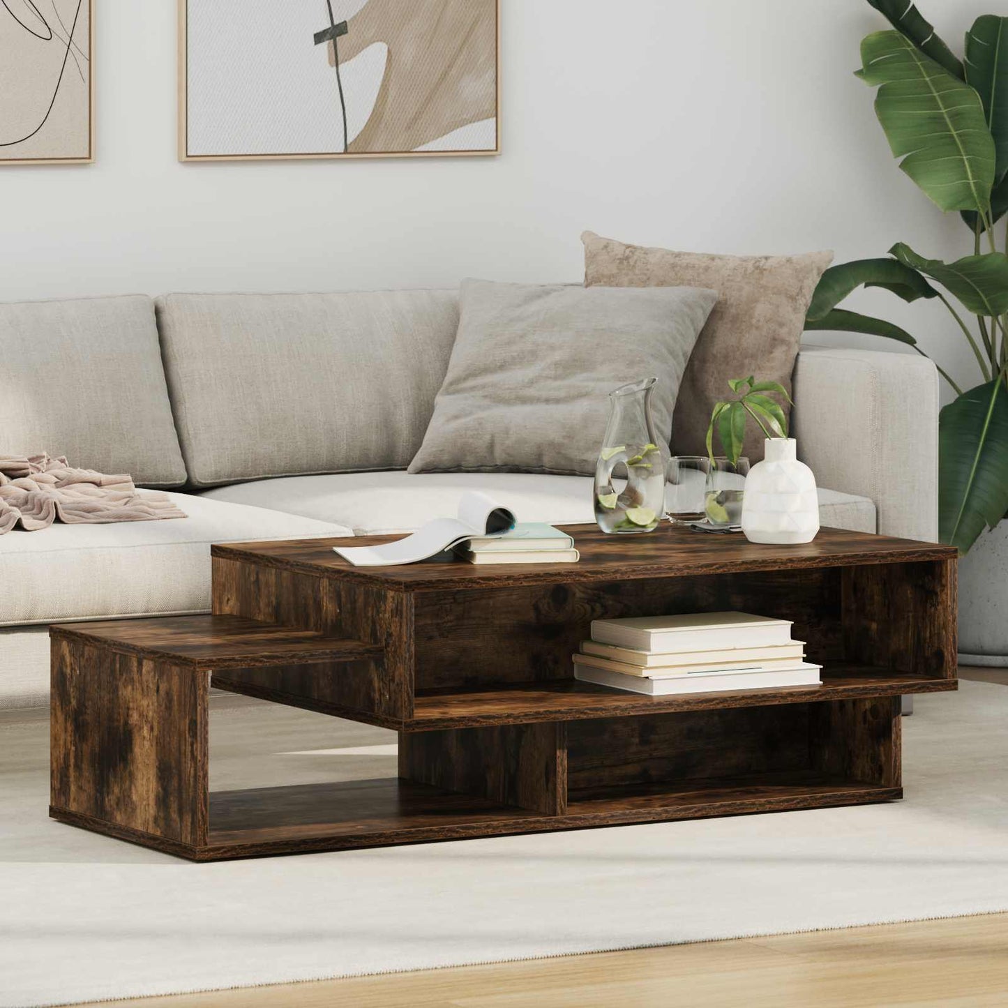 Coffee Table Smoked Oak 105 x 50 x 32.5 cm Engineered Wood