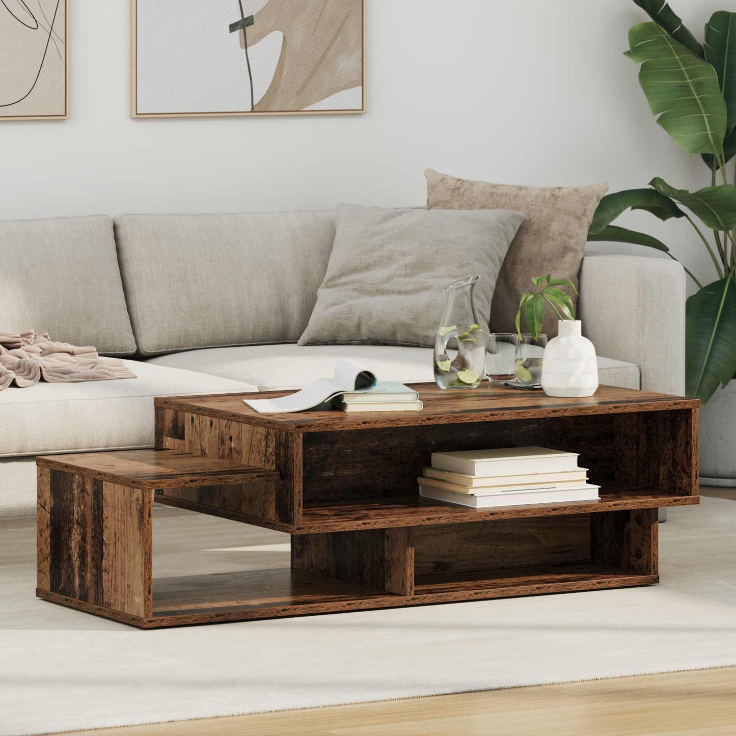 Coffee Table Old Wood 105 x 50 x 32.5 cm Engineered Wood