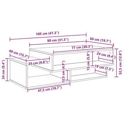 Coffee Table Old Wood 105 x 50 x 32.5 cm Engineered Wood