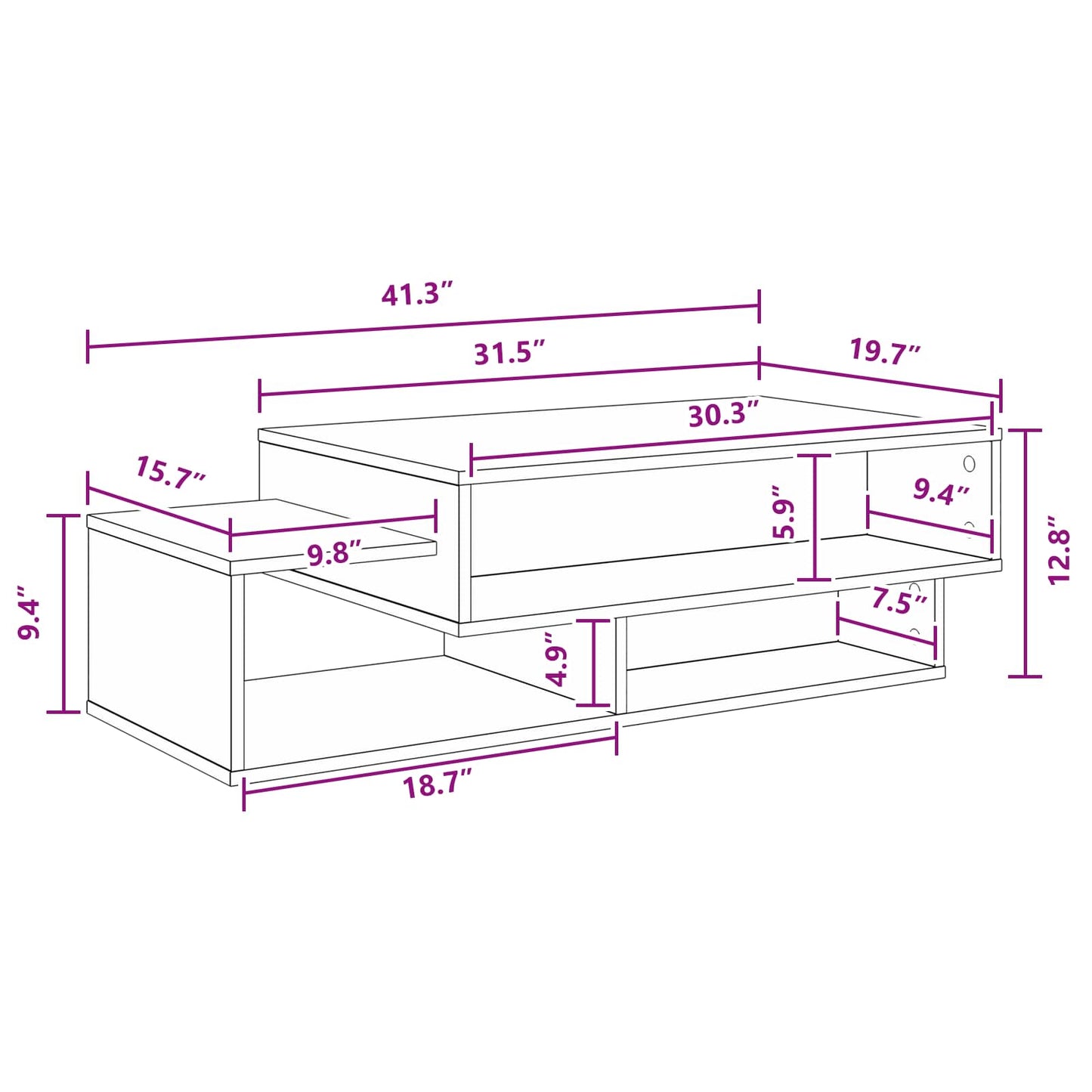 Coffee Table Old Wood 105 x 50 x 32.5 cm Engineered Wood