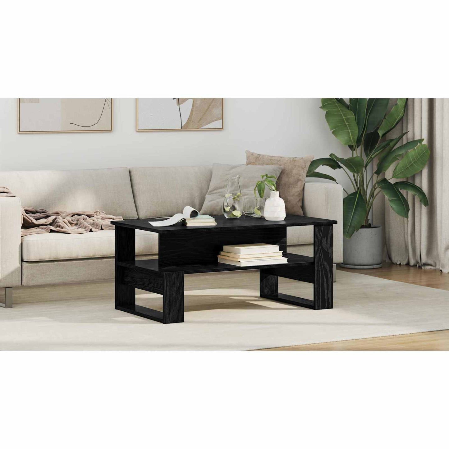 Coffee Table Black Oak 90 x 50 x 40 cm Engineered Wood