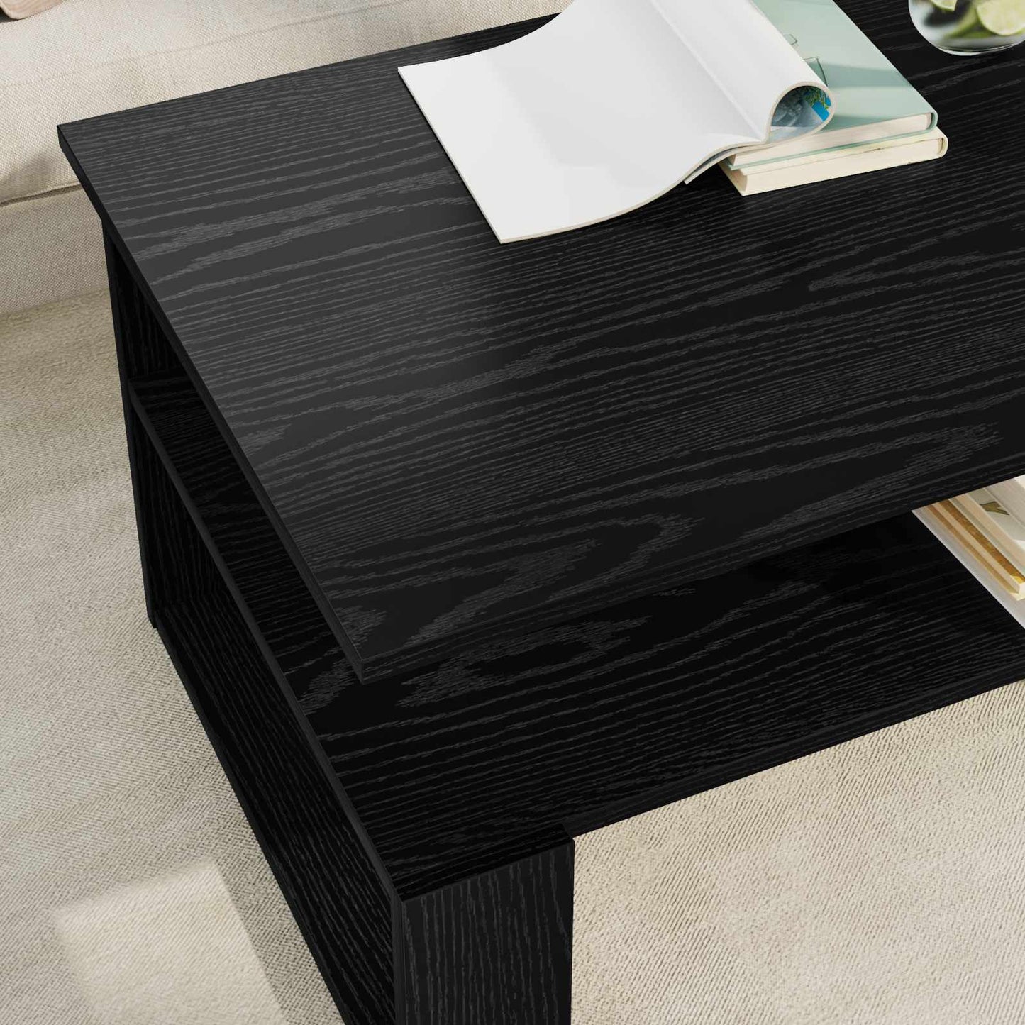 Coffee Table Black Oak 90 x 50 x 40 cm Engineered Wood