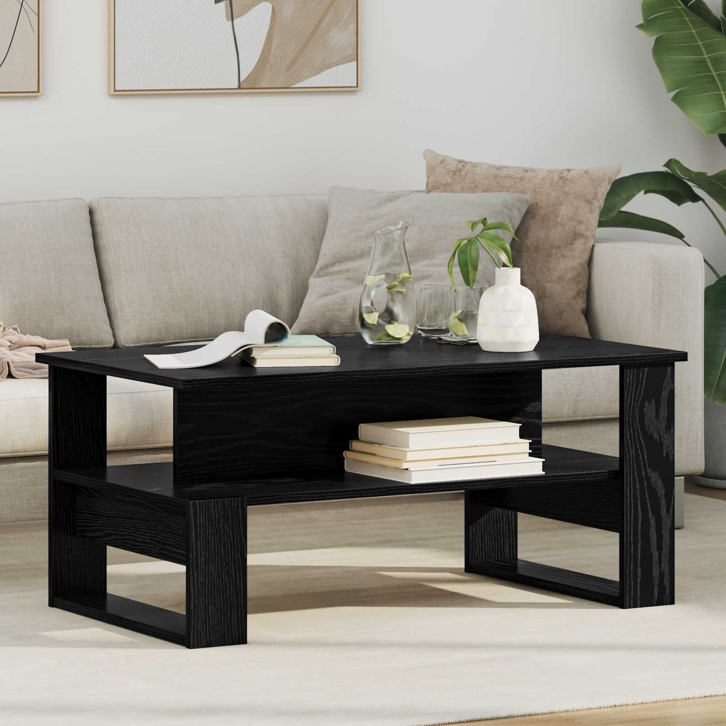 Coffee Table Black Oak 90 x 50 x 40 cm Engineered Wood