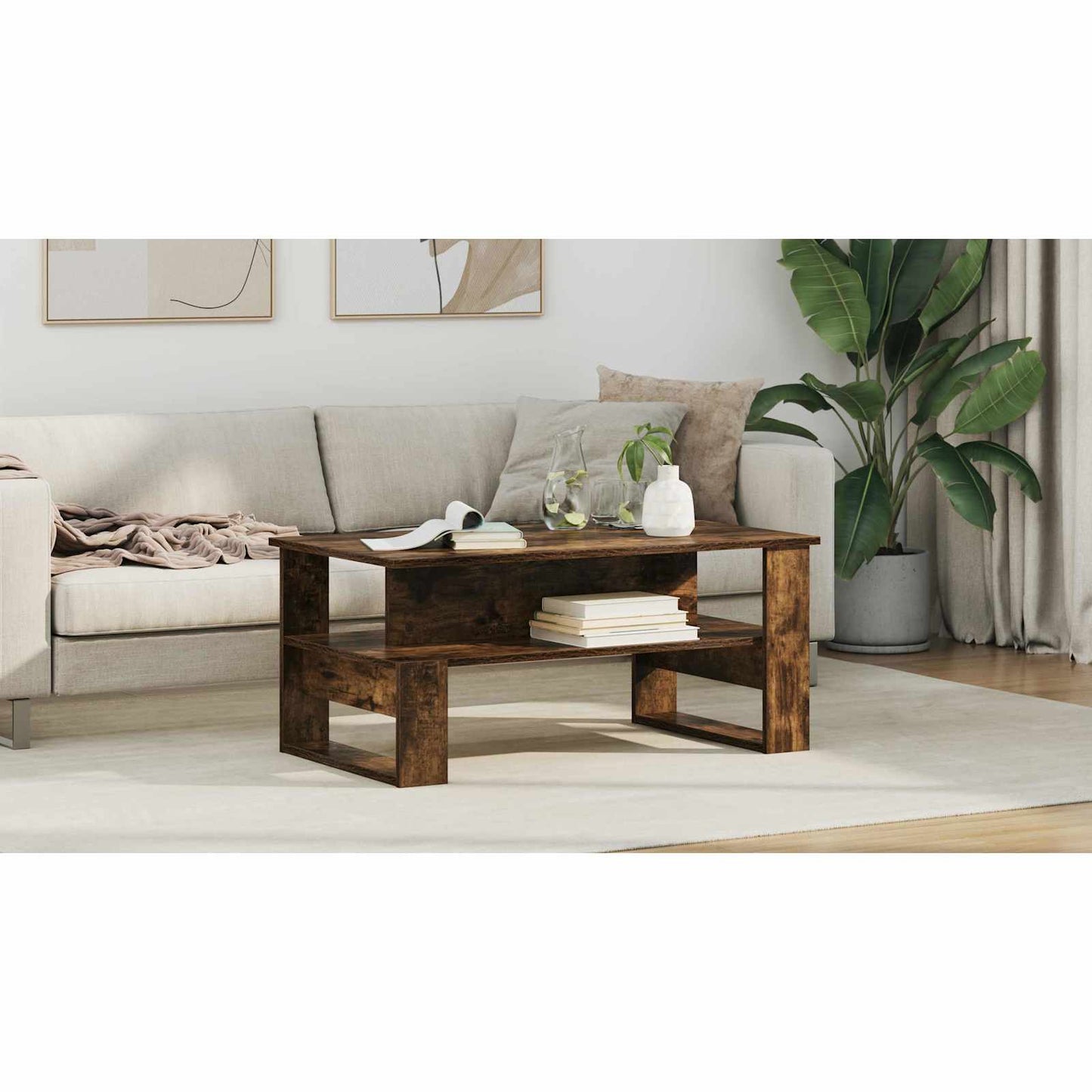 Coffee Table Smoked Oak 90 x 50 x 40 cm Engineered Wood