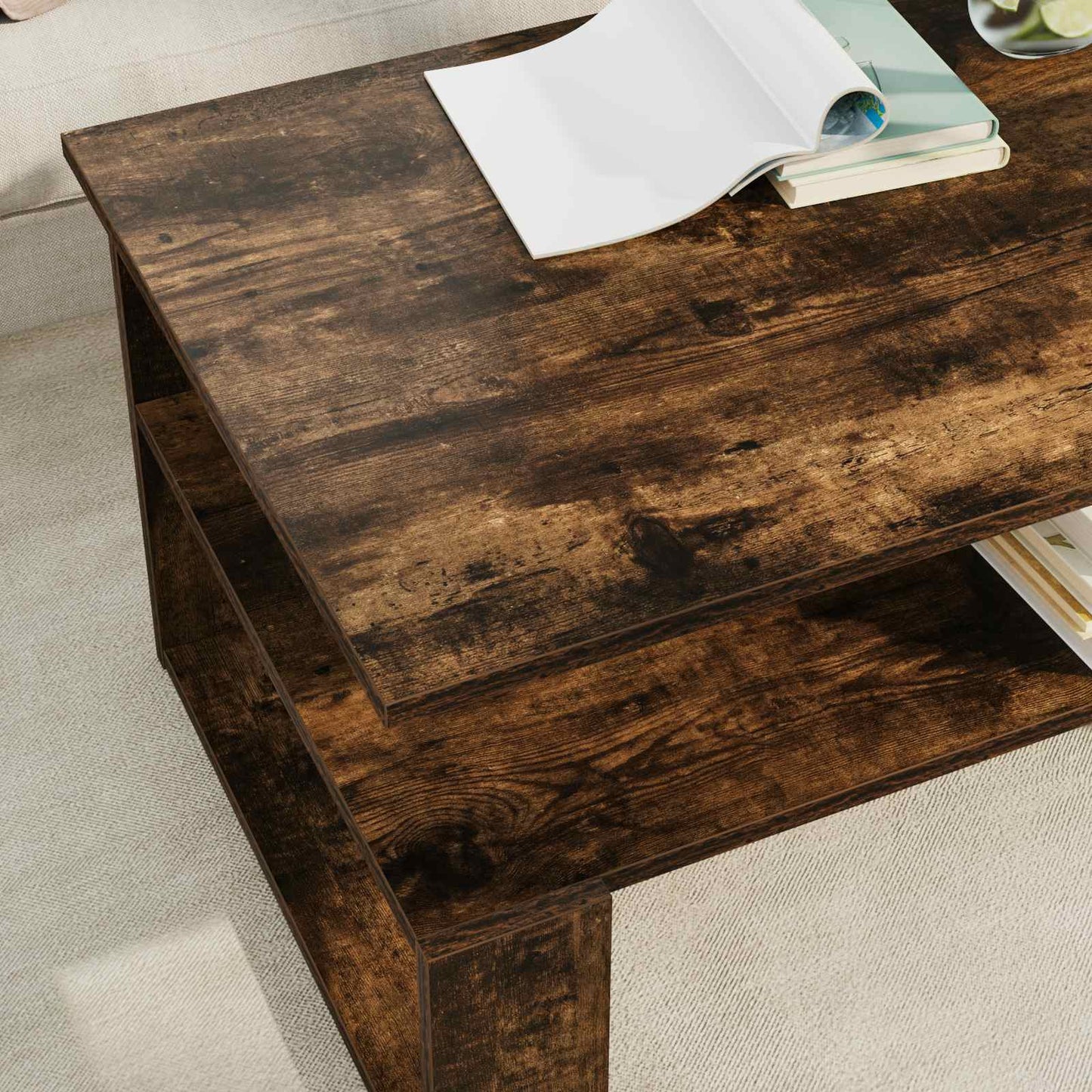 Coffee Table Smoked Oak 90 x 50 x 40 cm Engineered Wood