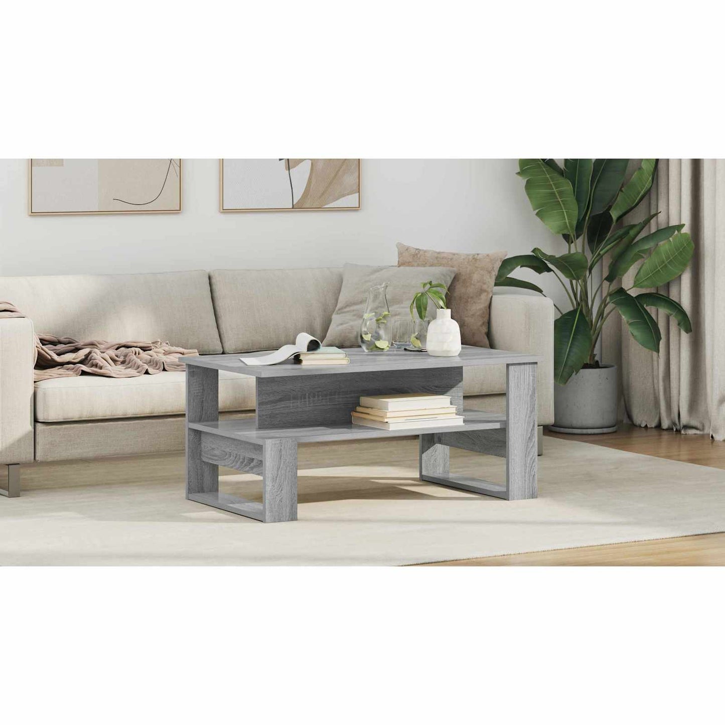 Coffee Table Grey Sonoma 90 x 50 x 40 cm Engineered Wood