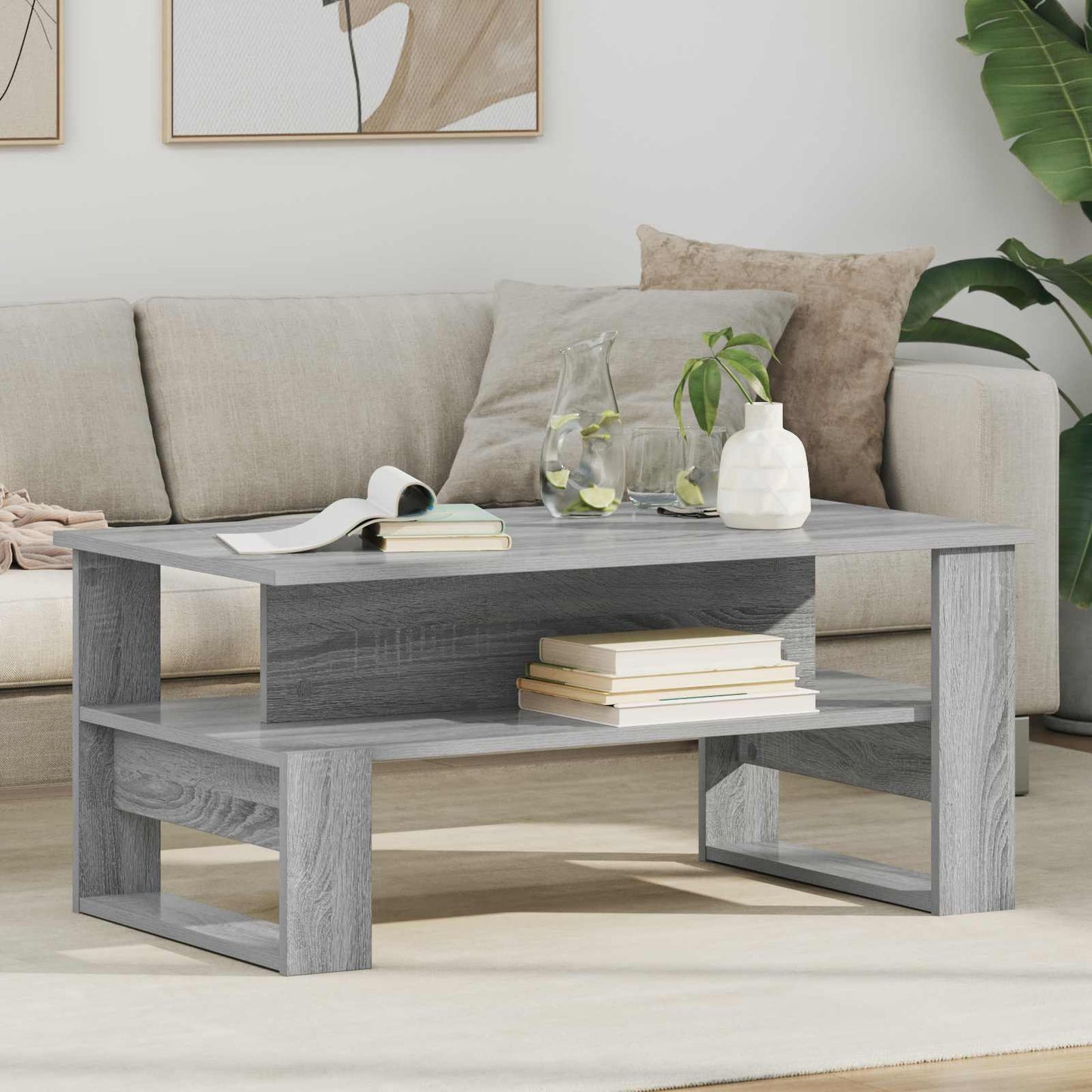 Coffee Table Grey Sonoma 90 x 50 x 40 cm Engineered Wood