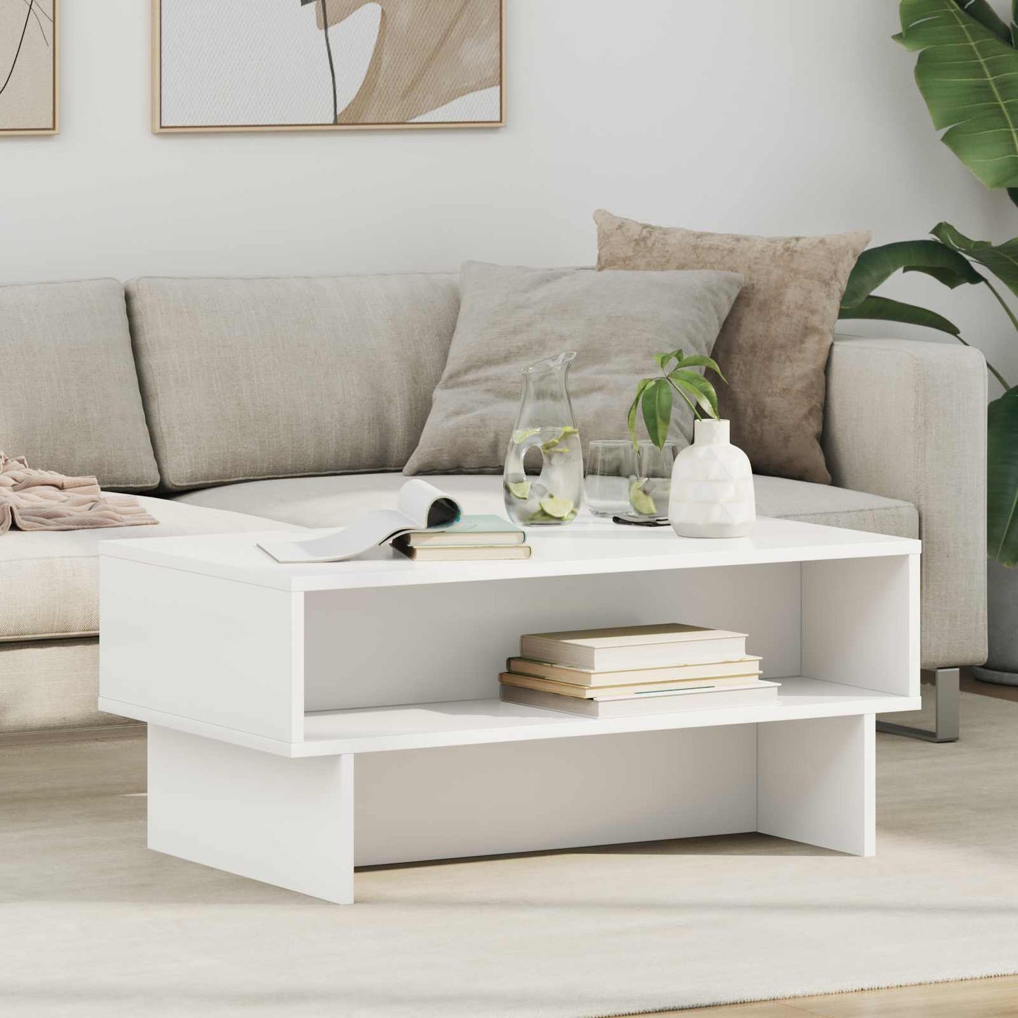 Coffee Table White 80 x 46 x 35 cm Engineered Wood
