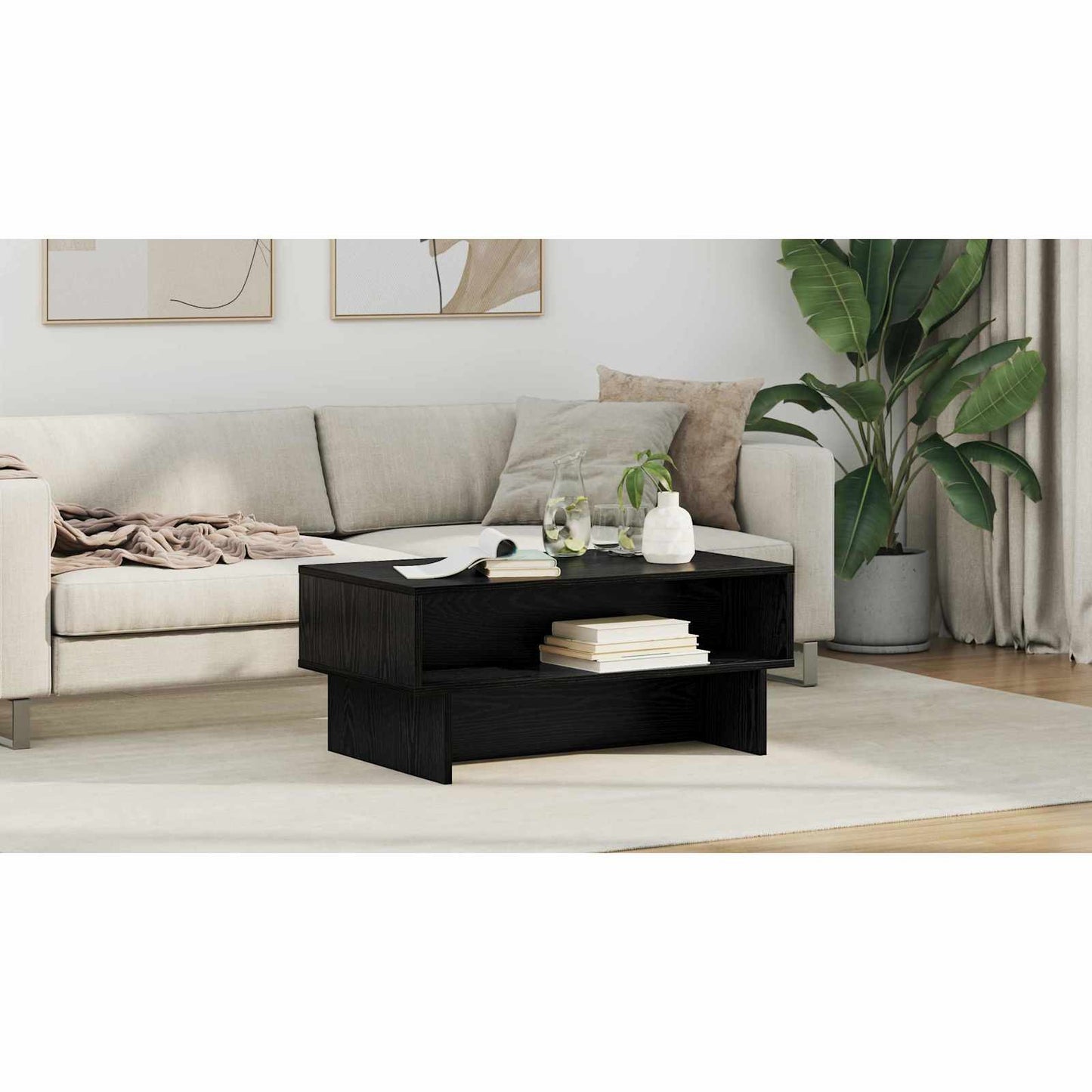 Coffee Table Black Oak 80 x 46 x 35 cm Engineered Wood