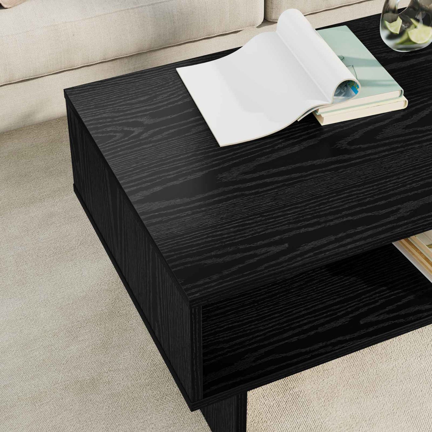 Coffee Table Black Oak 80 x 46 x 35 cm Engineered Wood
