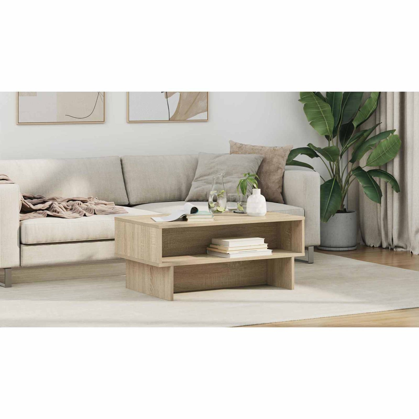 Coffee Table Sonoma Oak 80 x 46 x 35 cm Engineered Wood