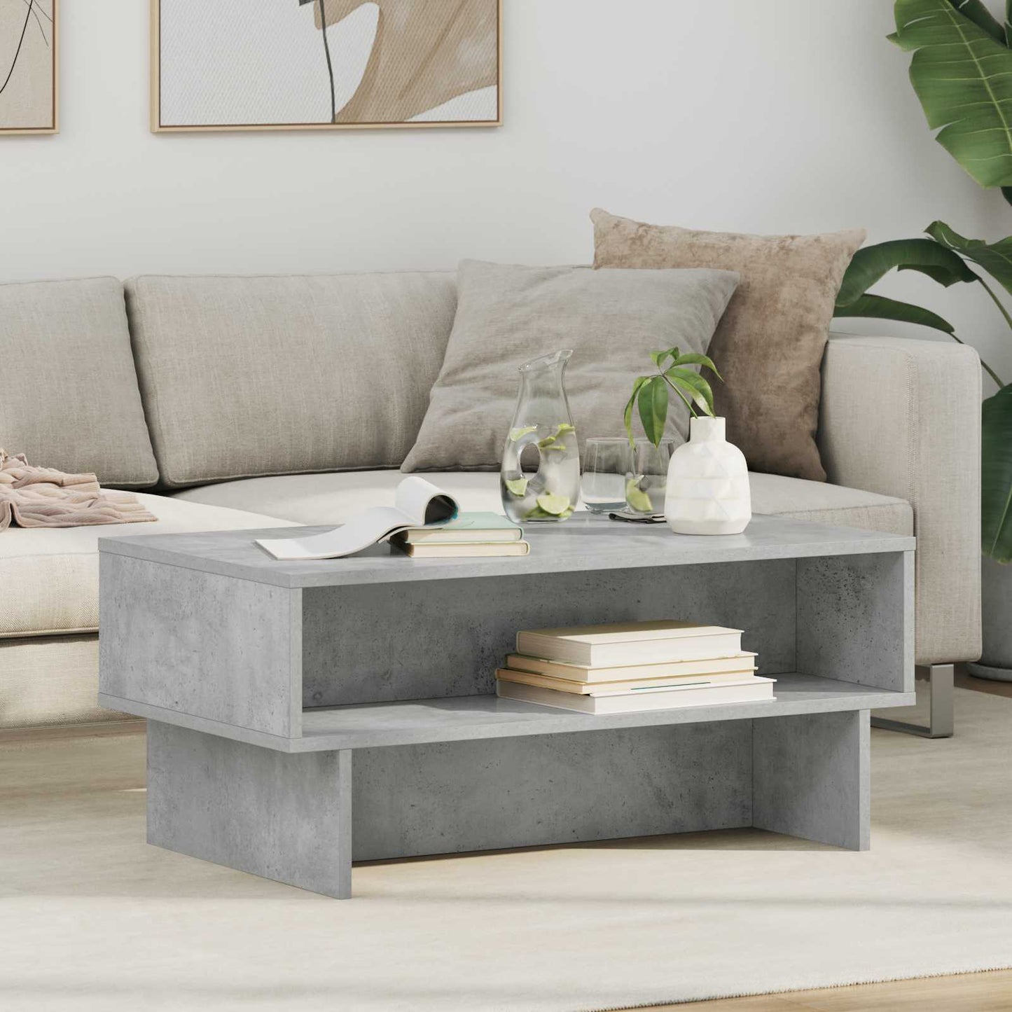Coffee Table Concrete Grey 80 x 46 x 35 cm Engineered Wood