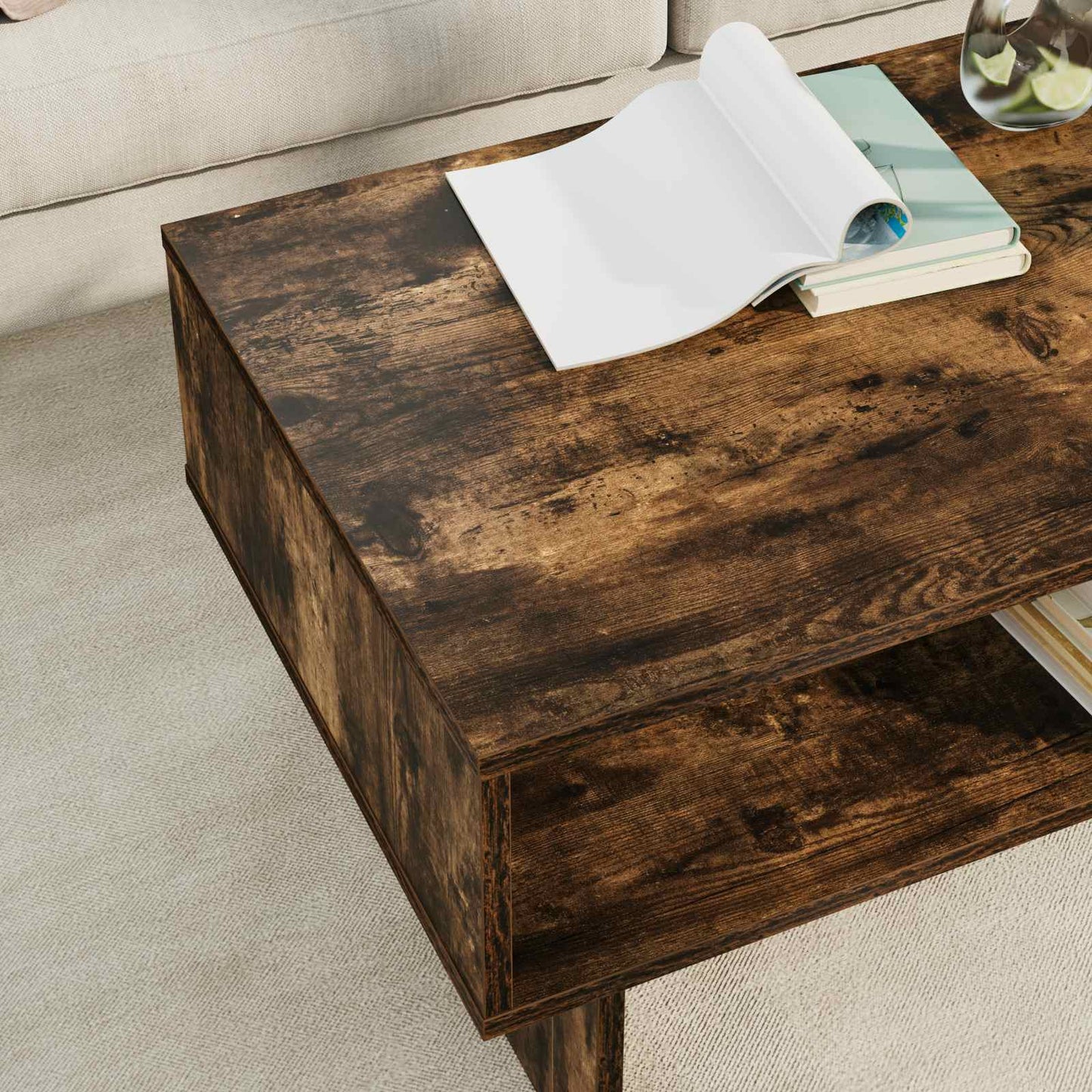 Coffee Table Smoked Oak 80 x 46 x 35 cm Engineered Wood