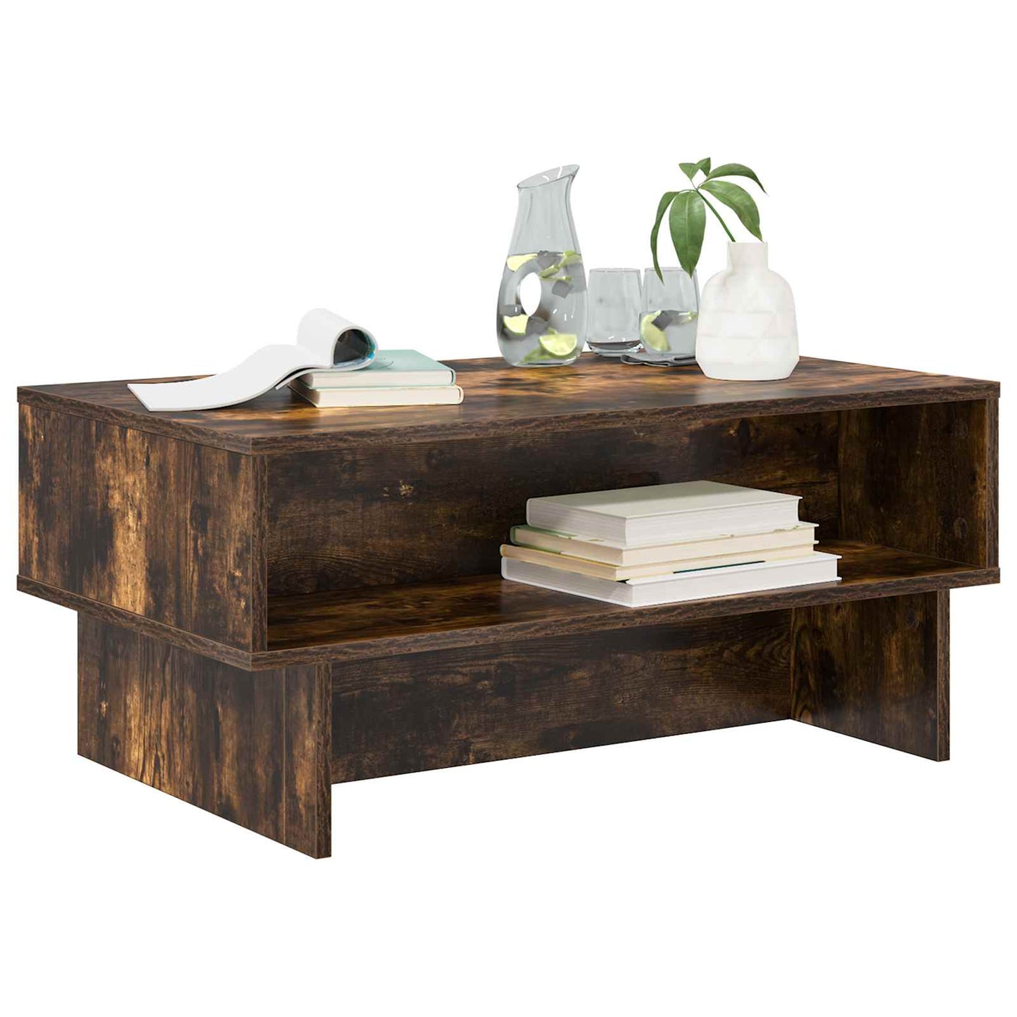 Coffee Table Smoked Oak 80 x 46 x 35 cm Engineered Wood