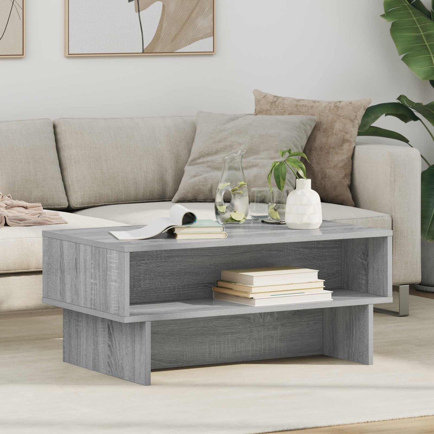 Coffee Table Grey Sonoma 80 x 46 x 35 cm Engineered Wood