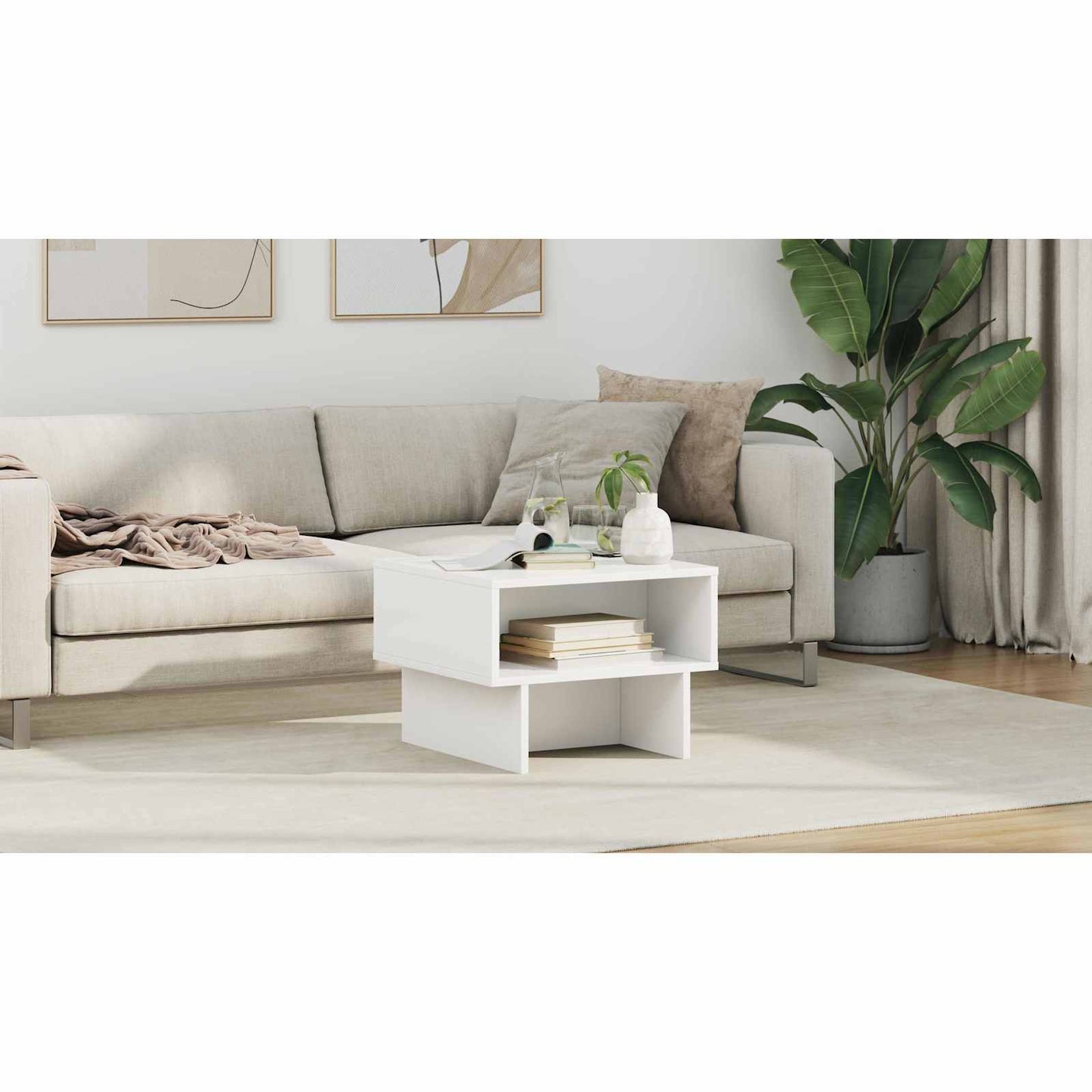 Coffee Table White 48 x 46 x 35 cm Engineered Wood