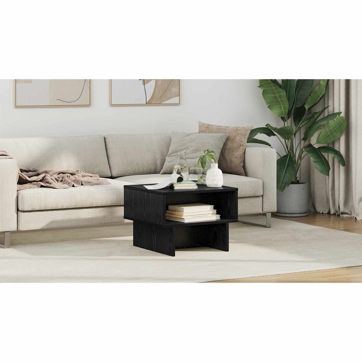 Coffee Table Black Oak 48 x 46 x 35 cm Engineered Wood