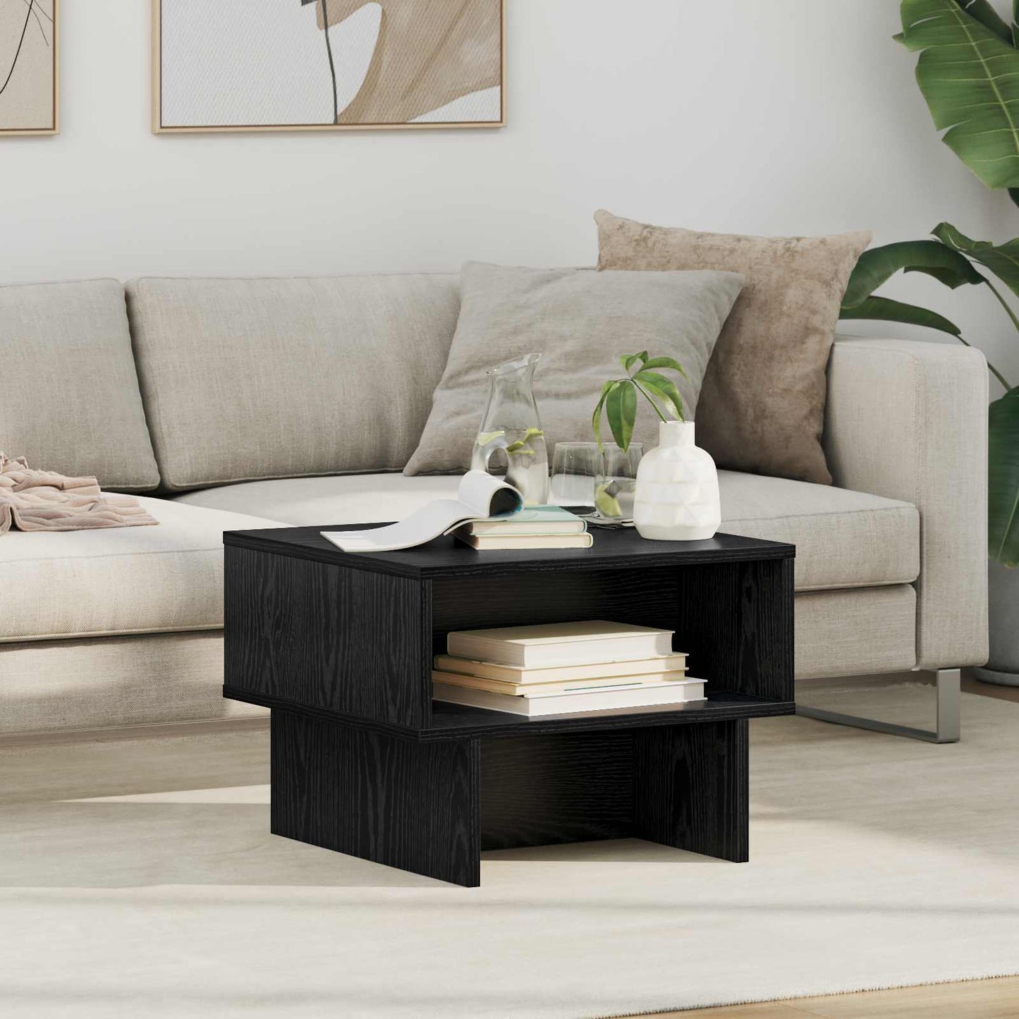 Coffee Table Black Oak 48 x 46 x 35 cm Engineered Wood